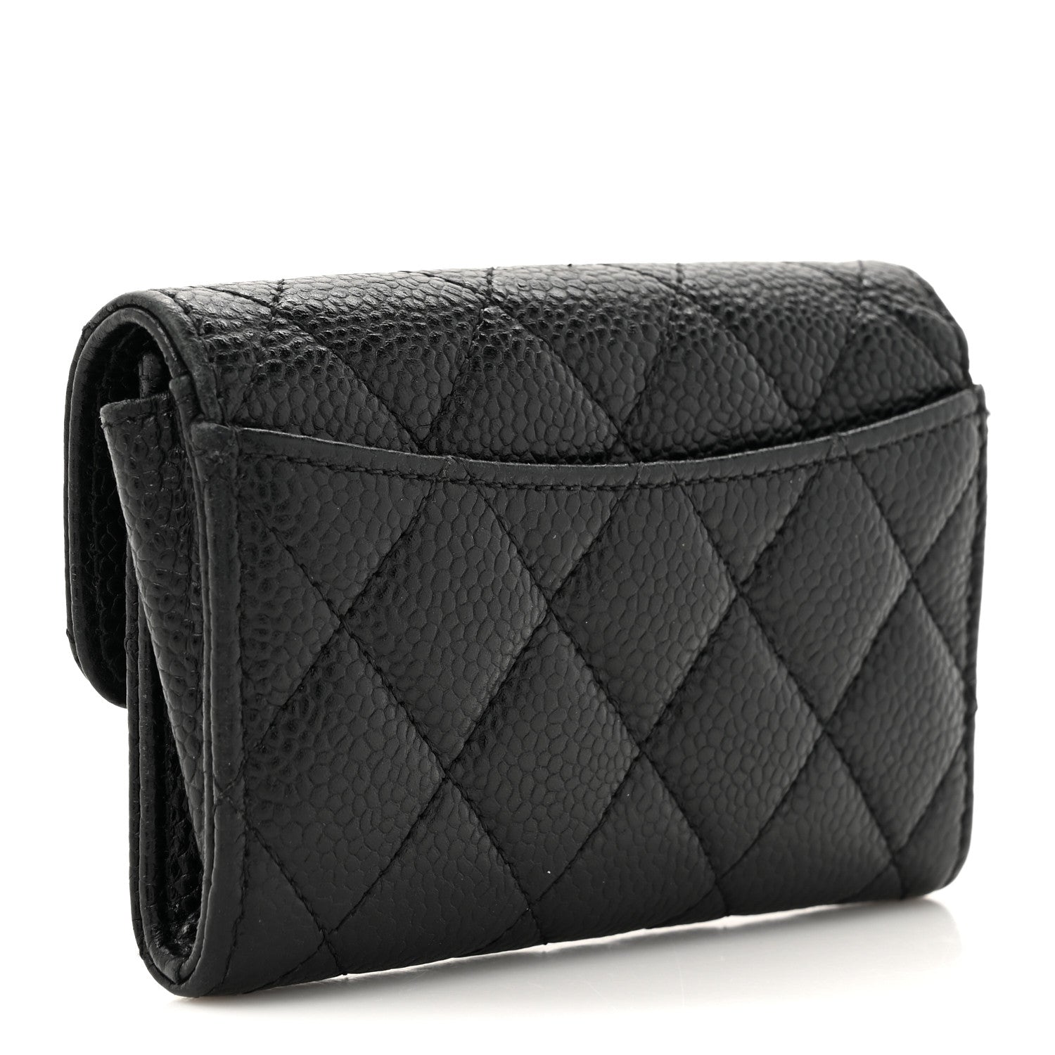 Chanel Caviar Quilted Flap Card Holder Wallet Black 3 of 12