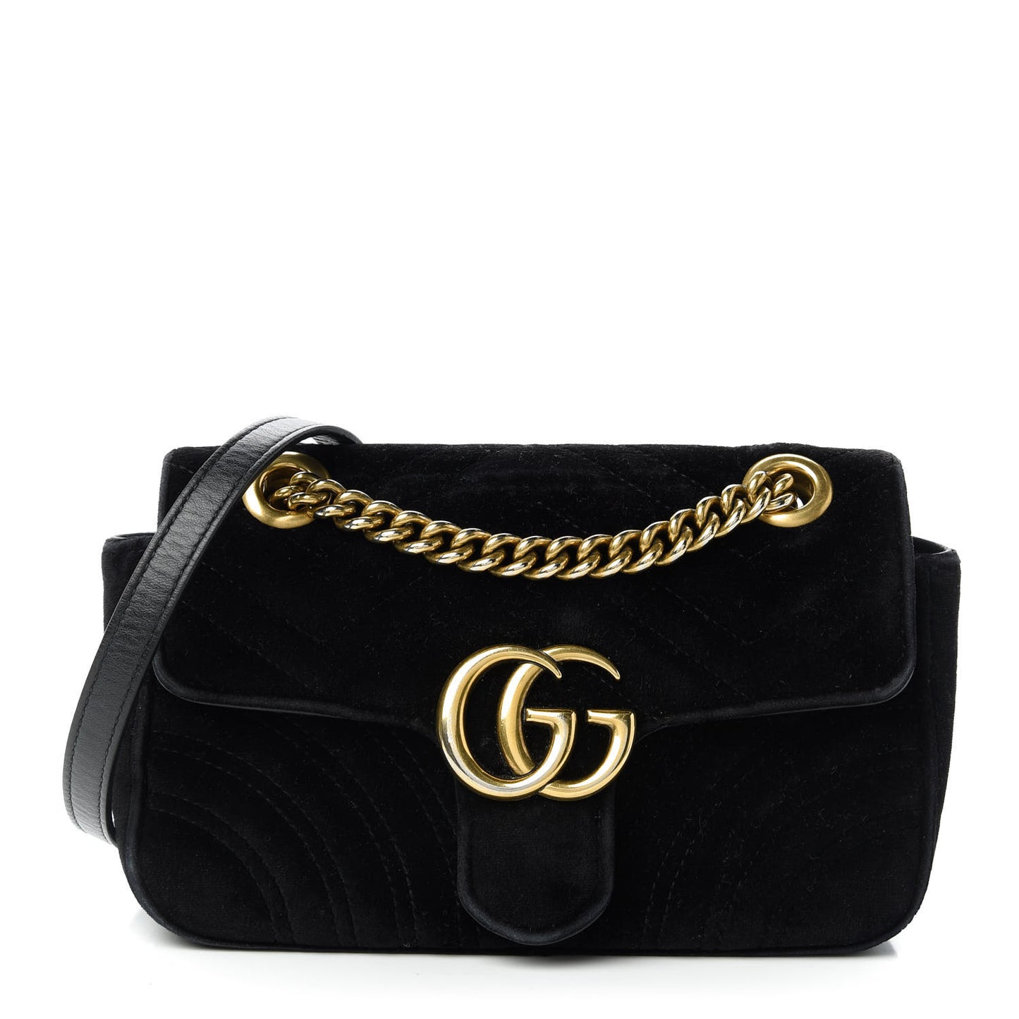 Velvet Matelasse Mini GG Marmont Shoulder Bag Black
