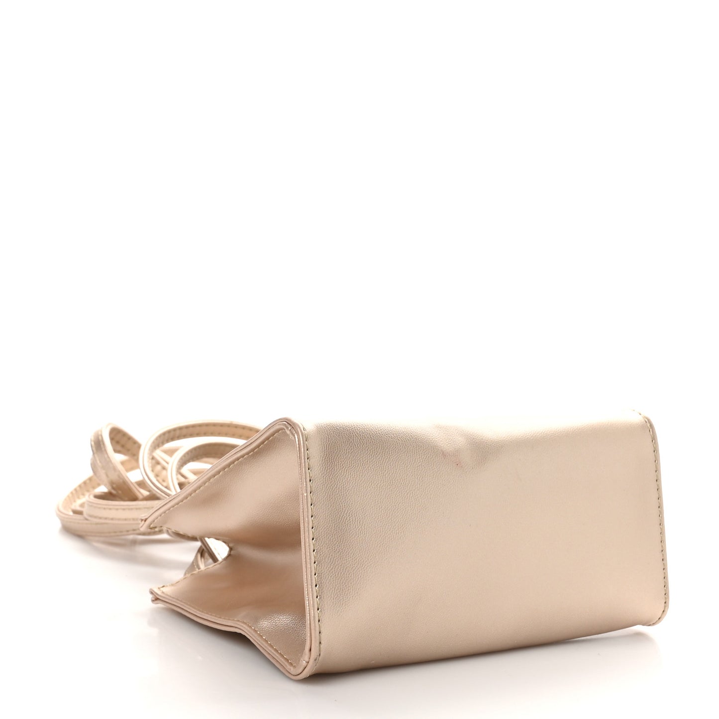Metallic Vegan Leather Small Shopping Bag Gold