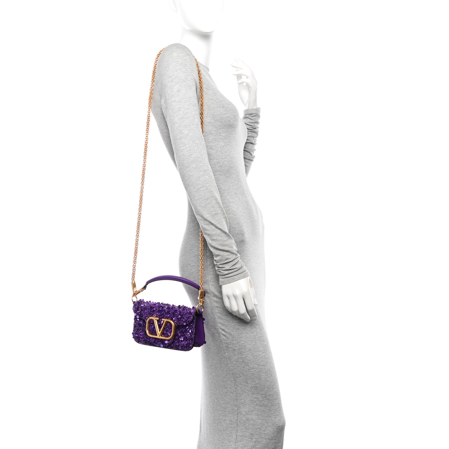 Sequin Crystal Vlogo Embroidered Small Loco Shoulder Bag Astral Purple