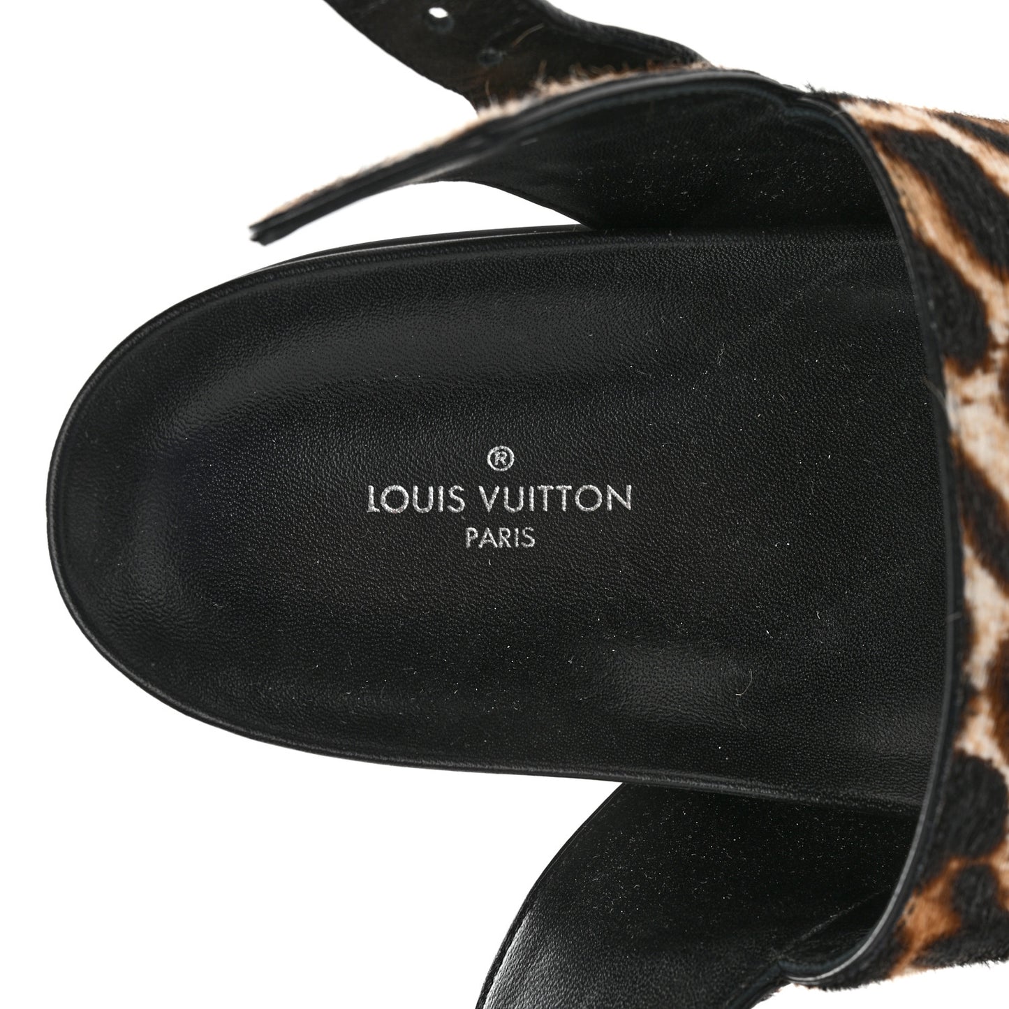 Calfskin Pony Hair Platform Sandals 37 Black