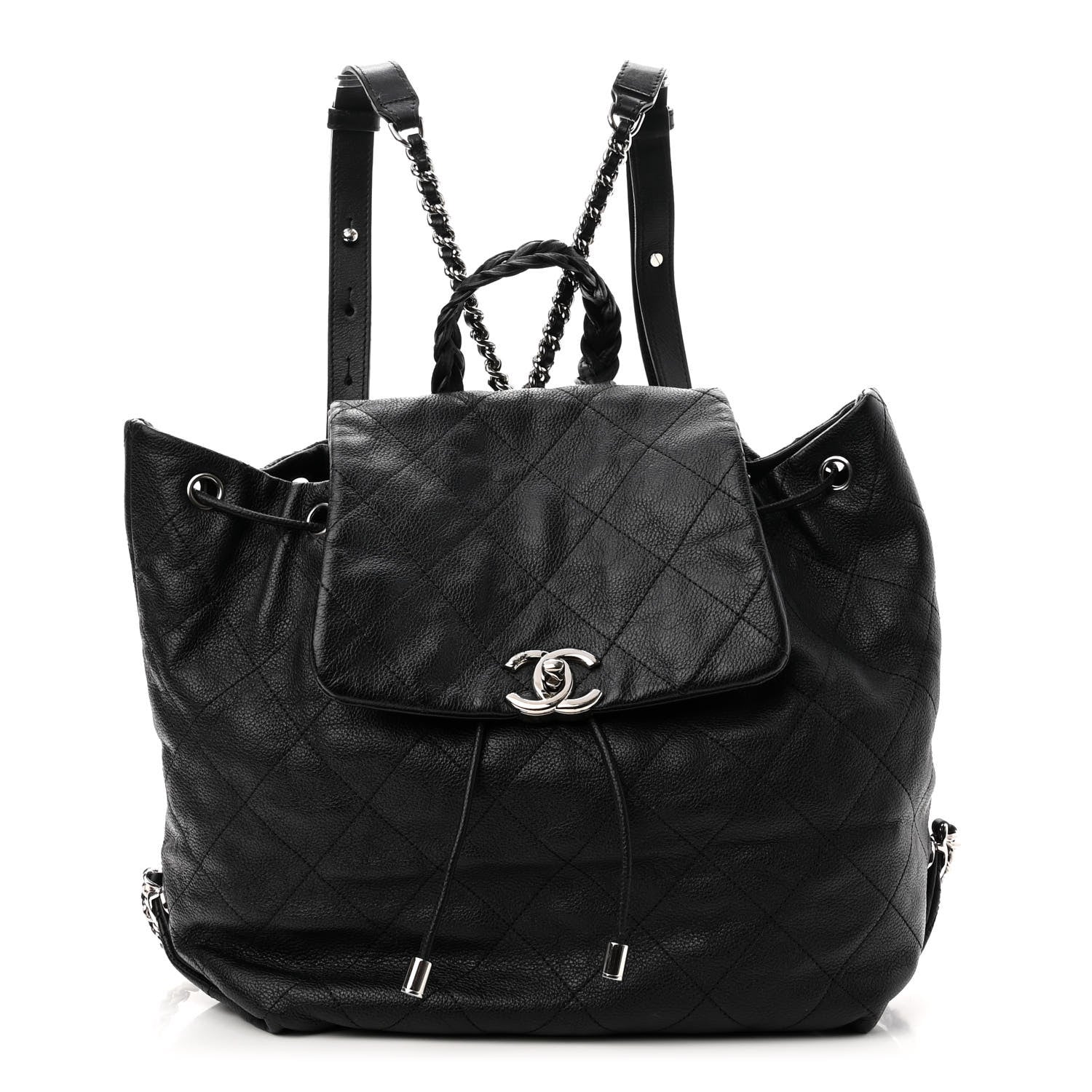 Chanel Grained Calfskin Stitched Braided With Style Backpack Black 1 of 10