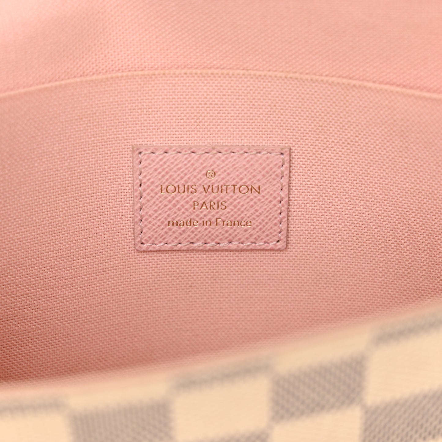 Damier Azur Pochette Felicie Chain Wallet Rose Ballerine