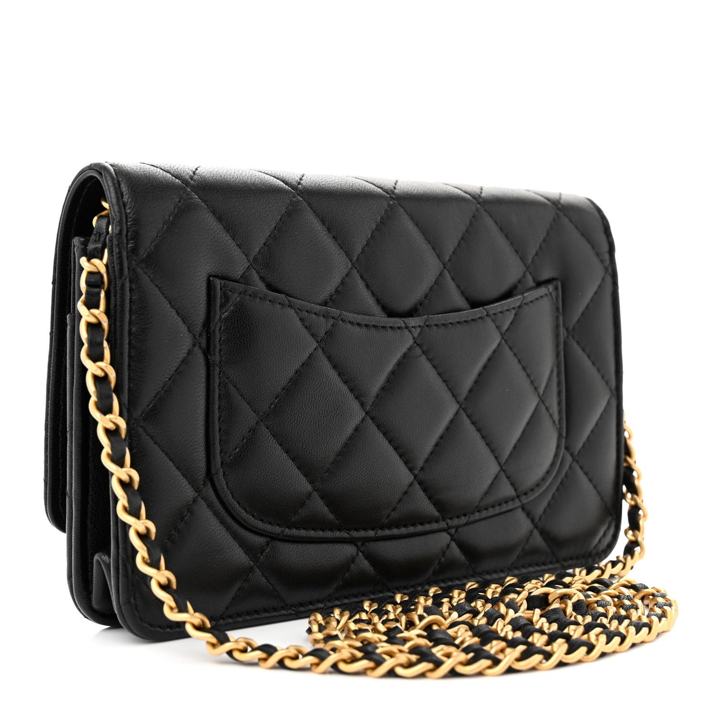 Lambskin Plexiglass Quilted Coco Love Wallet On Chain WOC Black