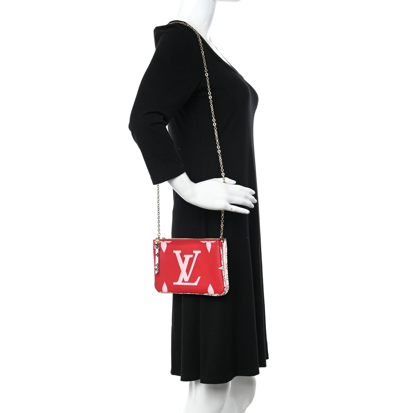 Monogram Giant Double Zip Pochette Rouge