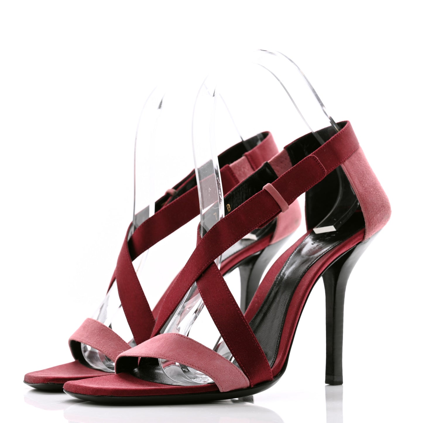 Suede Satin Tess Sandals 37 Bordeaux