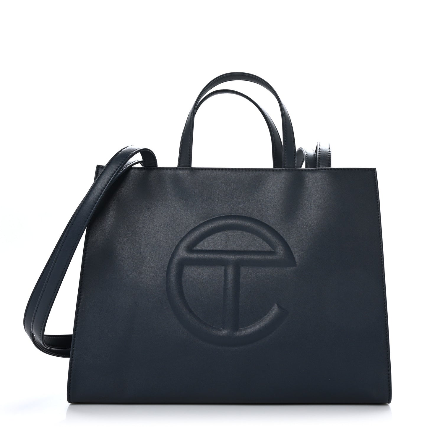 Vegan Leather Medium Shopping Bag Navy