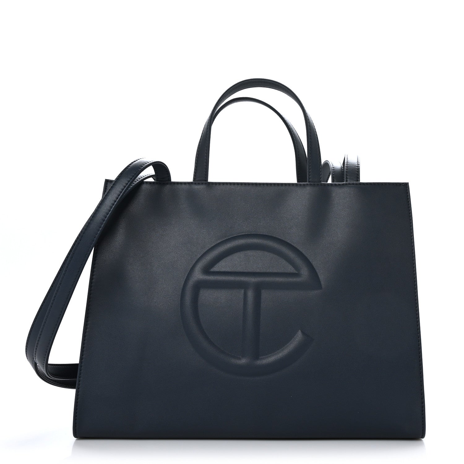 Telfar Vegan Leather Medium Shopping Bag Navy 1 of 8