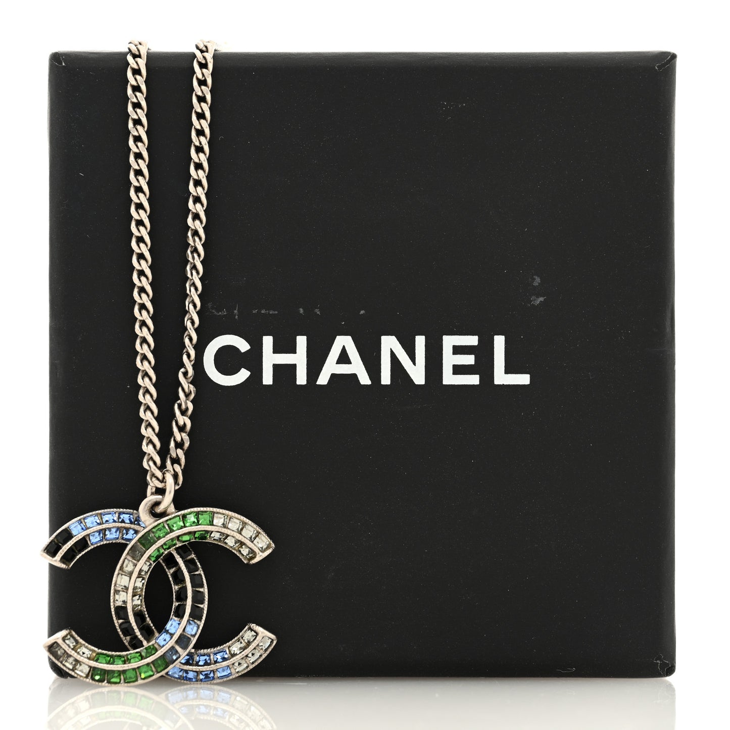 Baguette Crystal CC Necklace Blue