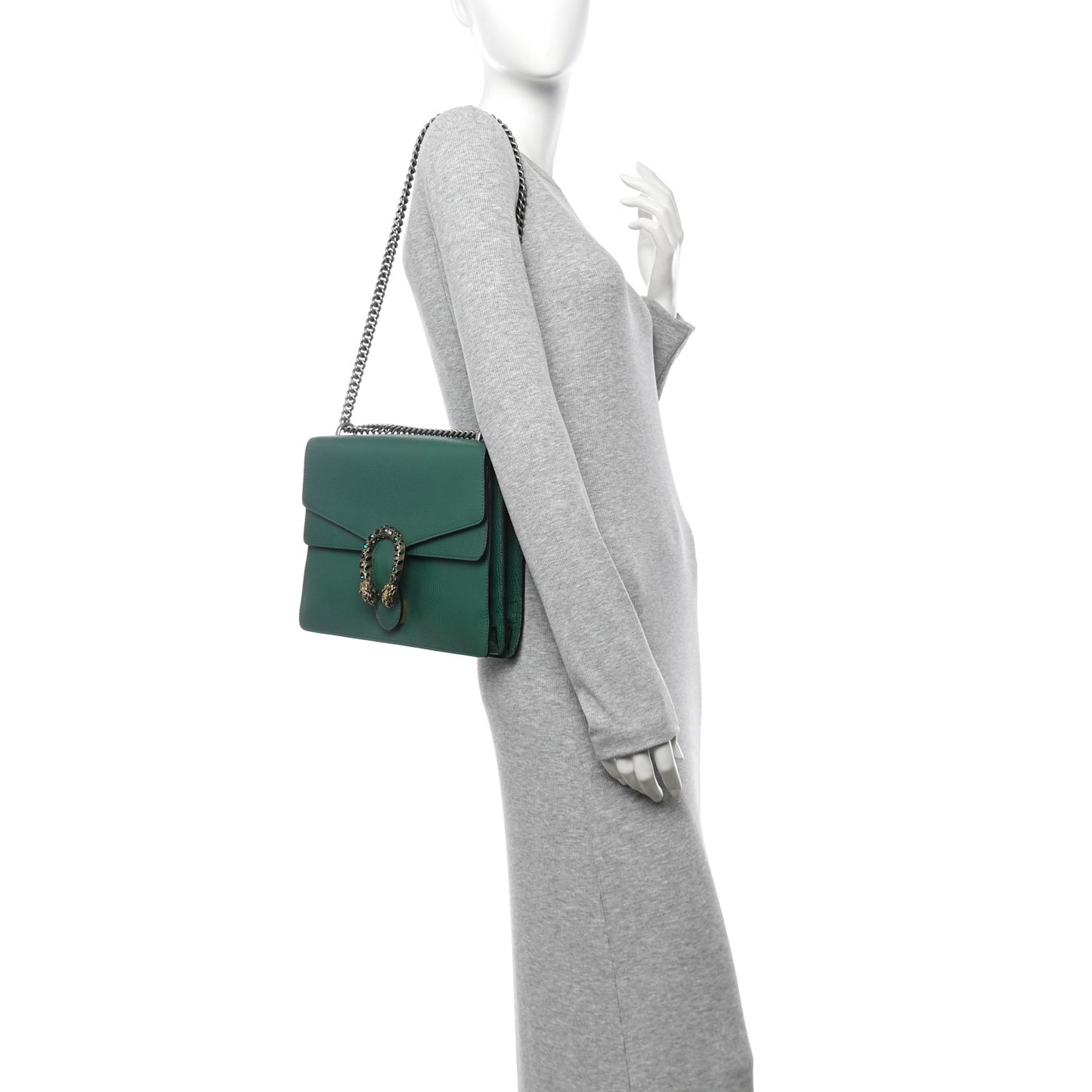Dollar Calfskin Crystal Medium Dionysus Shoulder Bag Emerald