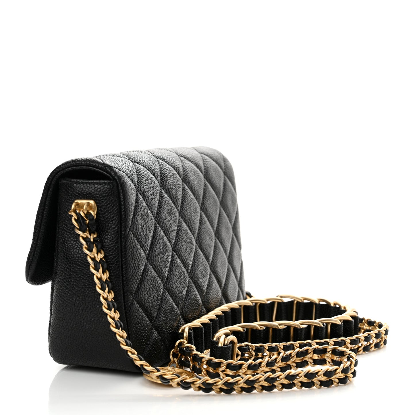 Caviar Quilted Chain Soul Flap Black