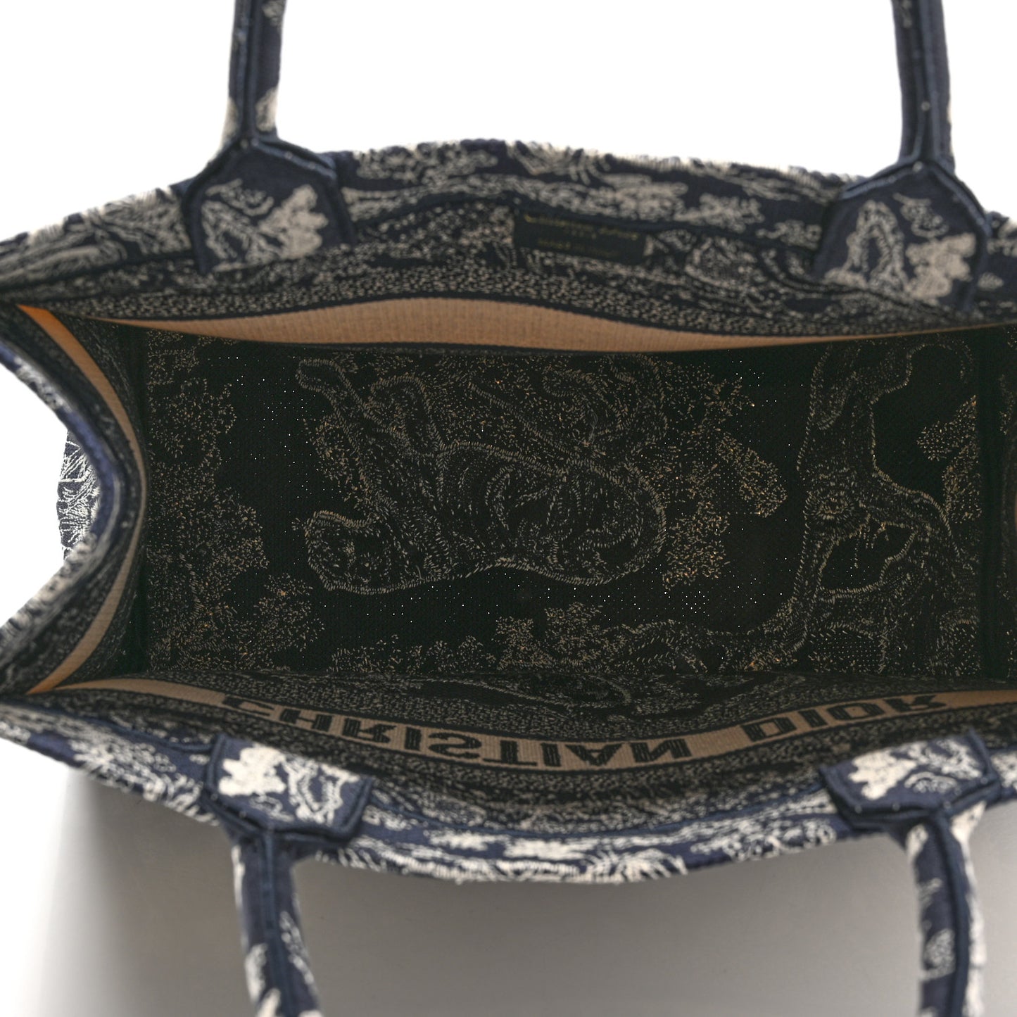 Canvas Embroidered Medium Toile De Jouy Reverse Book Tote Blue