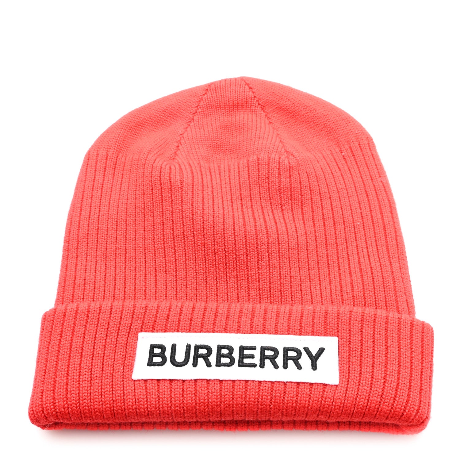 Burberry Wool Knit Logo Beanie Hat L Bright Red 1797457 – FASHIONPHILE