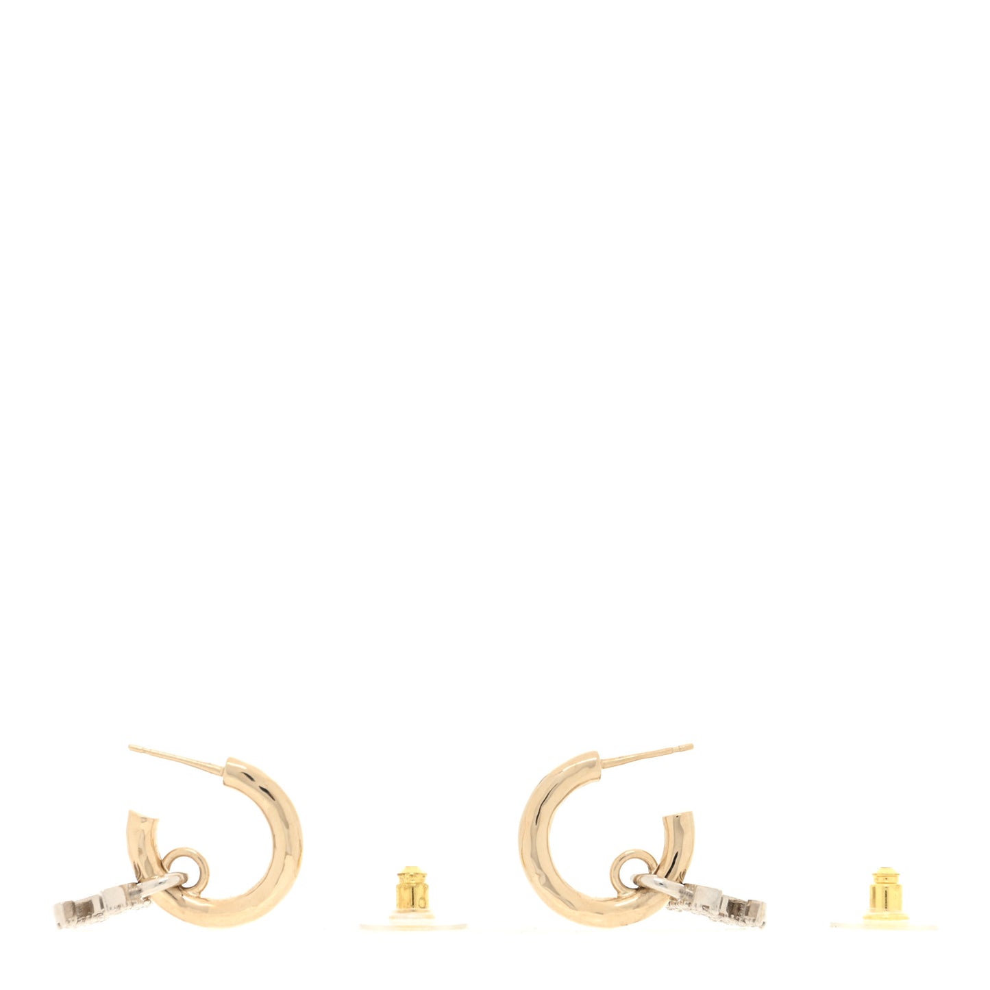 Crystal CC Hoop Drop Earrings Light Gold