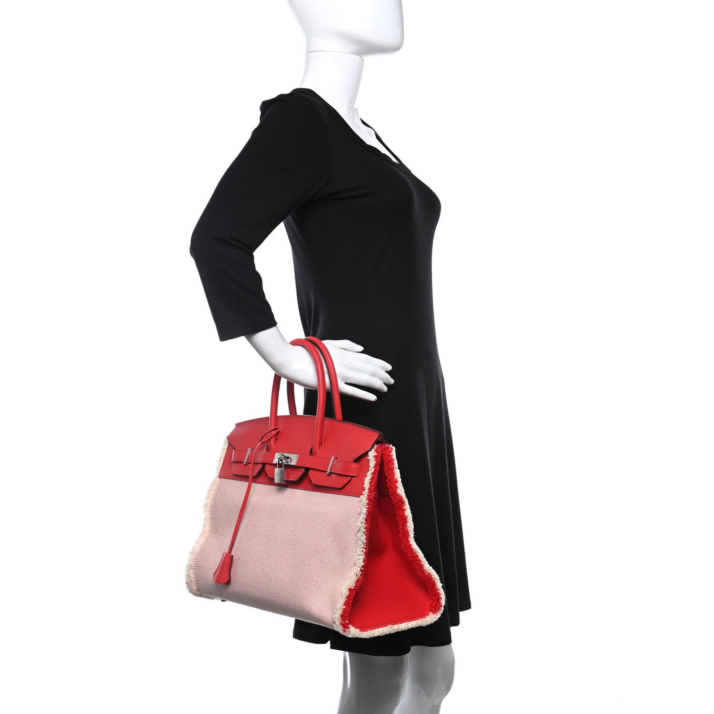 Swift Twill H Fray Fray Birkin 35 Rouge de Coeur Ecru