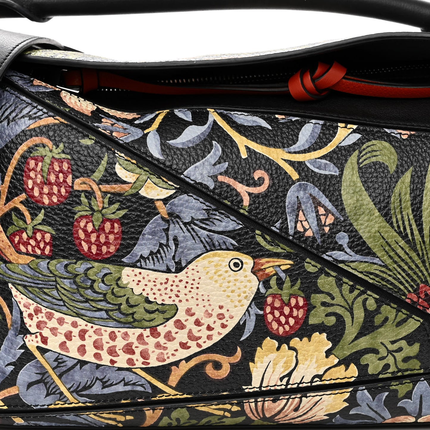 X WILLIAM MORRIS Calfskin Puzzle Bag Black Multicolor