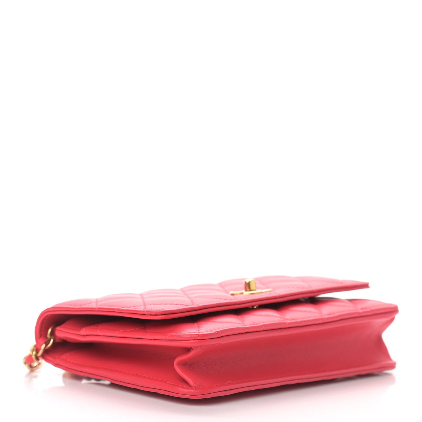 Lambskin Quilted CC Pearl Crush Wallet on Chain WOC Red