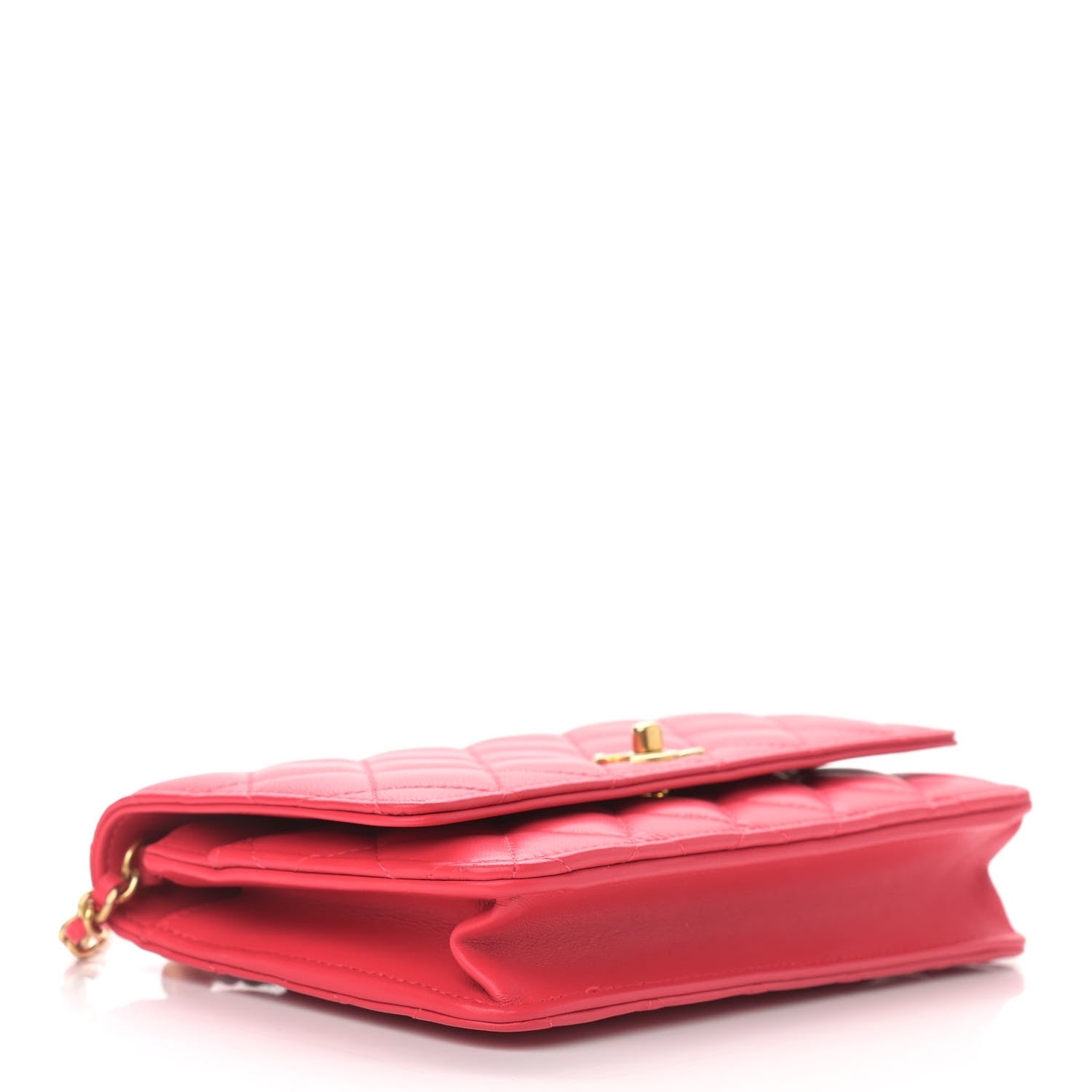 Chanel Lambskin Quilted CC Pearl Crush Wallet on Chain WOC Red 4 of 12