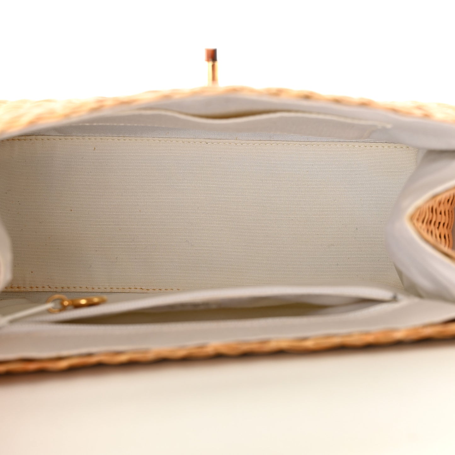 Calfskin Rattan Basket Flap Shoulder Bag White