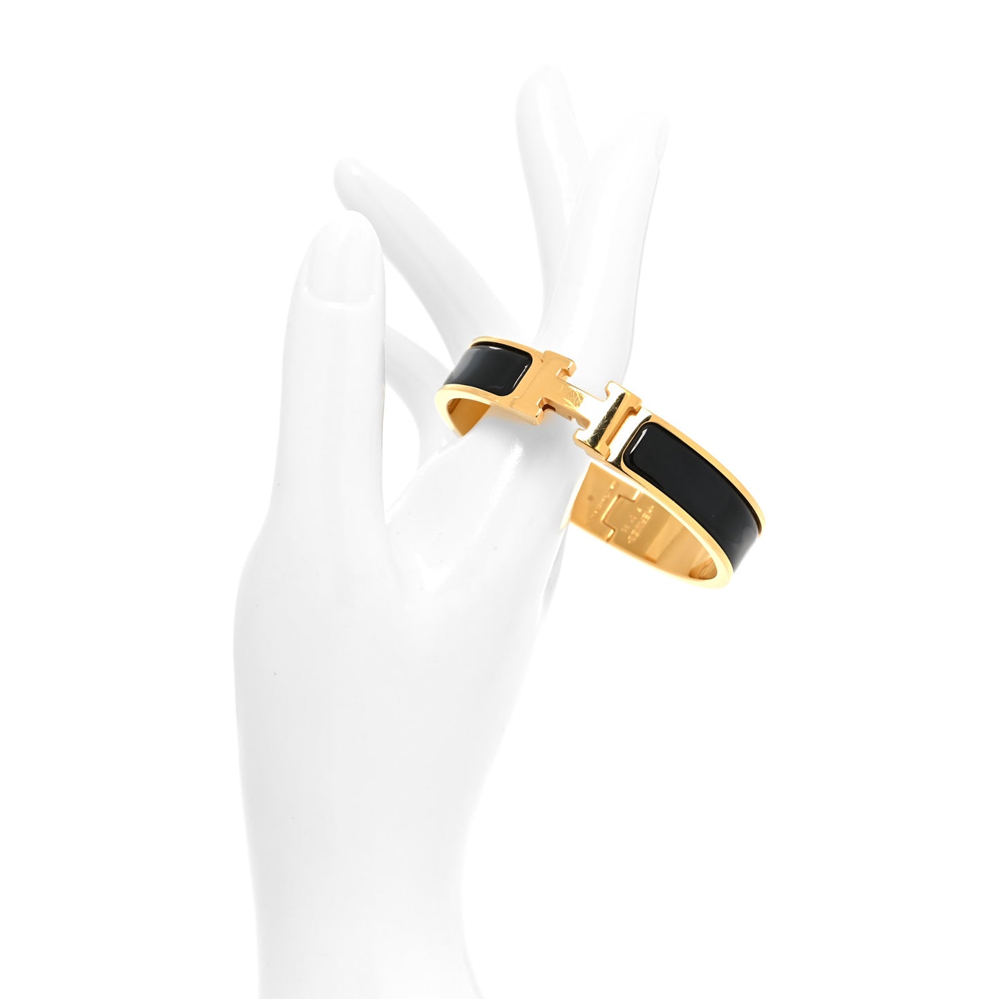 Enamel Narrow Clic Clac H Bracelet PM Black