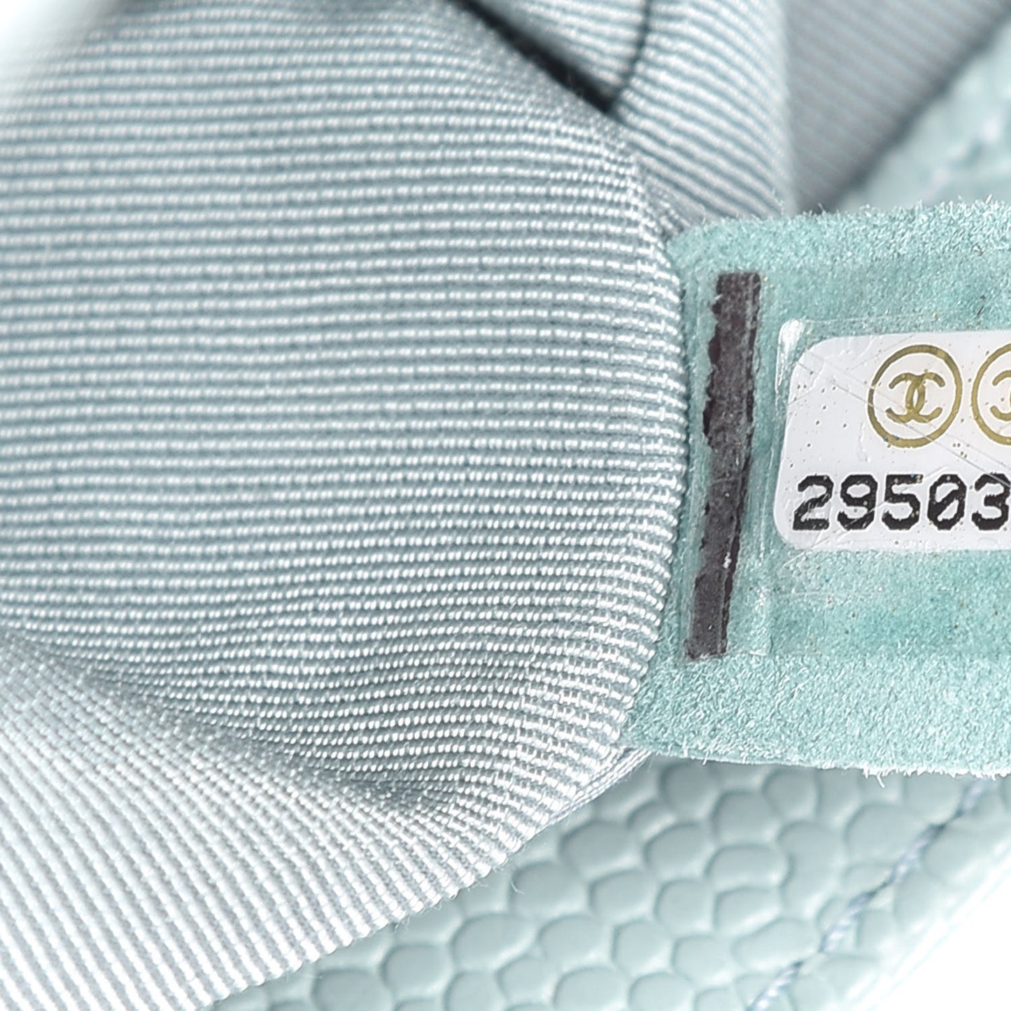 Caviar Chevron Quilted Medium Boy Flap Light Blue