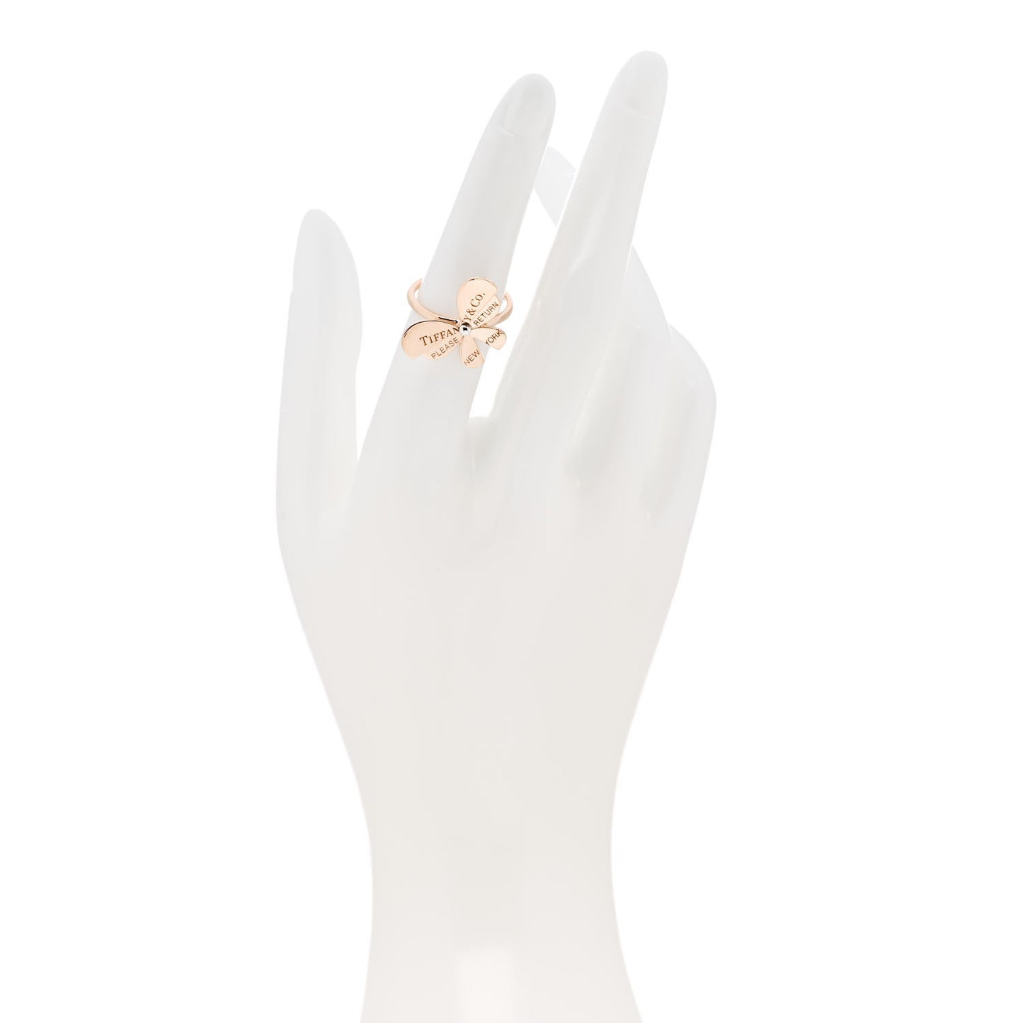 18K Rose Gold Sterling Silver Return to Tiffany Love Bugs Butterfly Ring 52 6