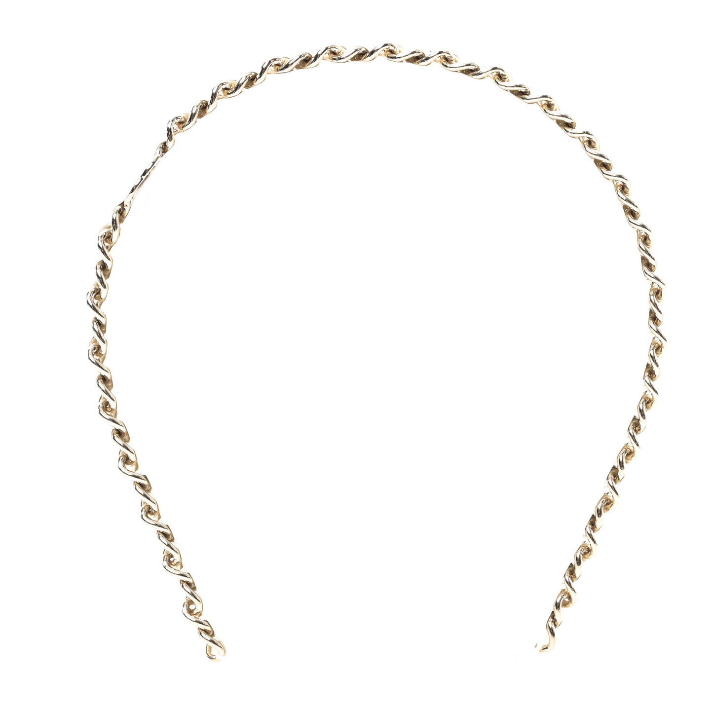 Metal Lambskin CC Chain Headband Gold White
