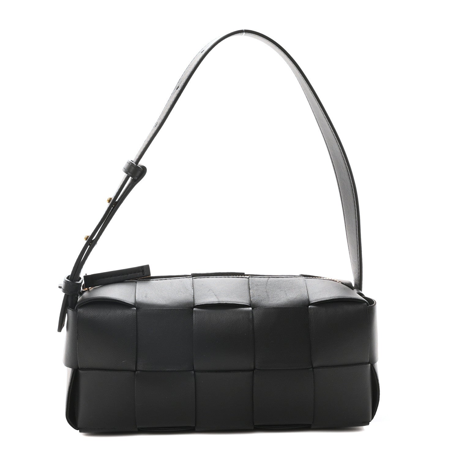 Bottega Veneta ブラックバック Bottega Veneta Lambskin Maxi Intrecciato Small Brick Cassette Bag