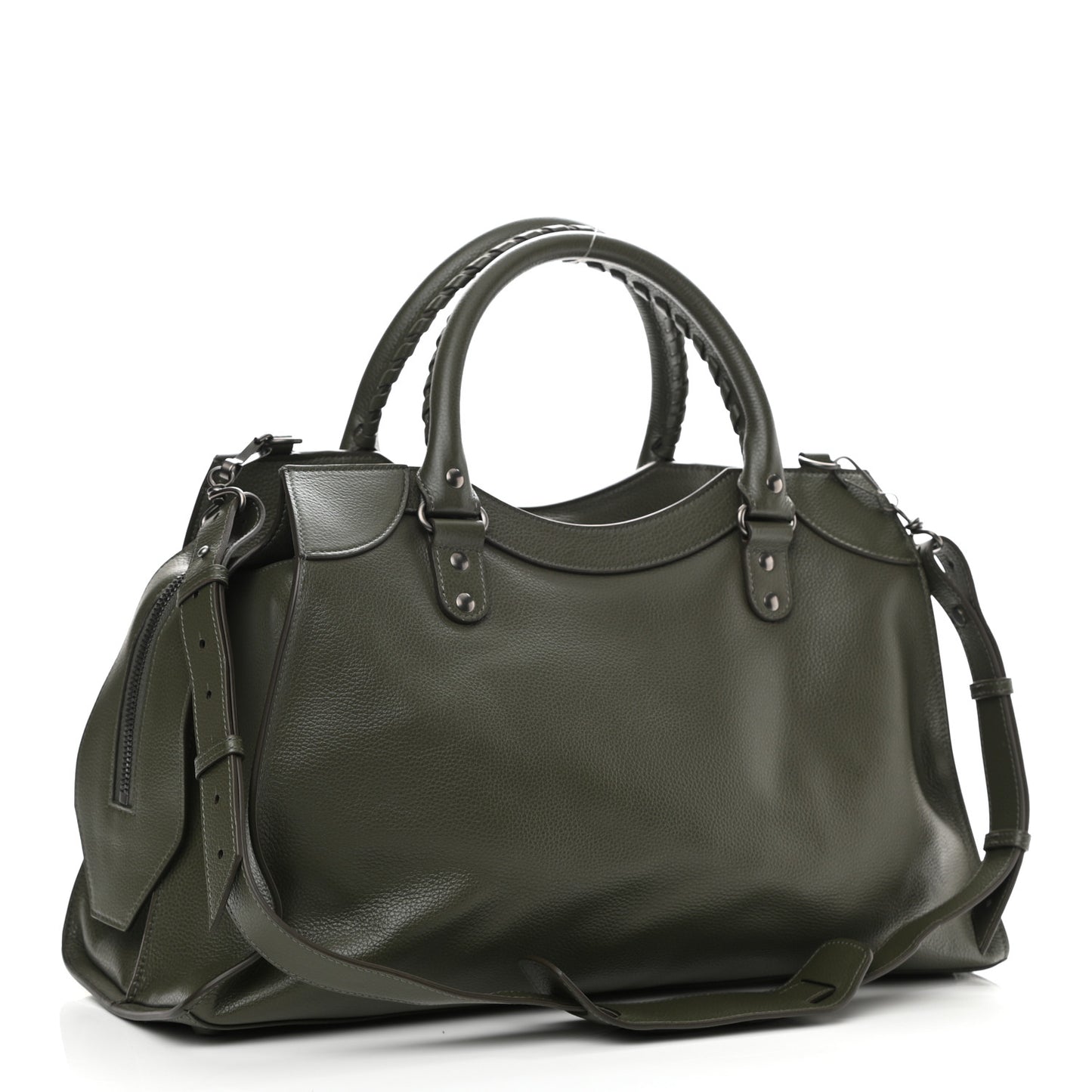 Grained Calfskin Neo Classic Silver Hardware Medium City Khaki