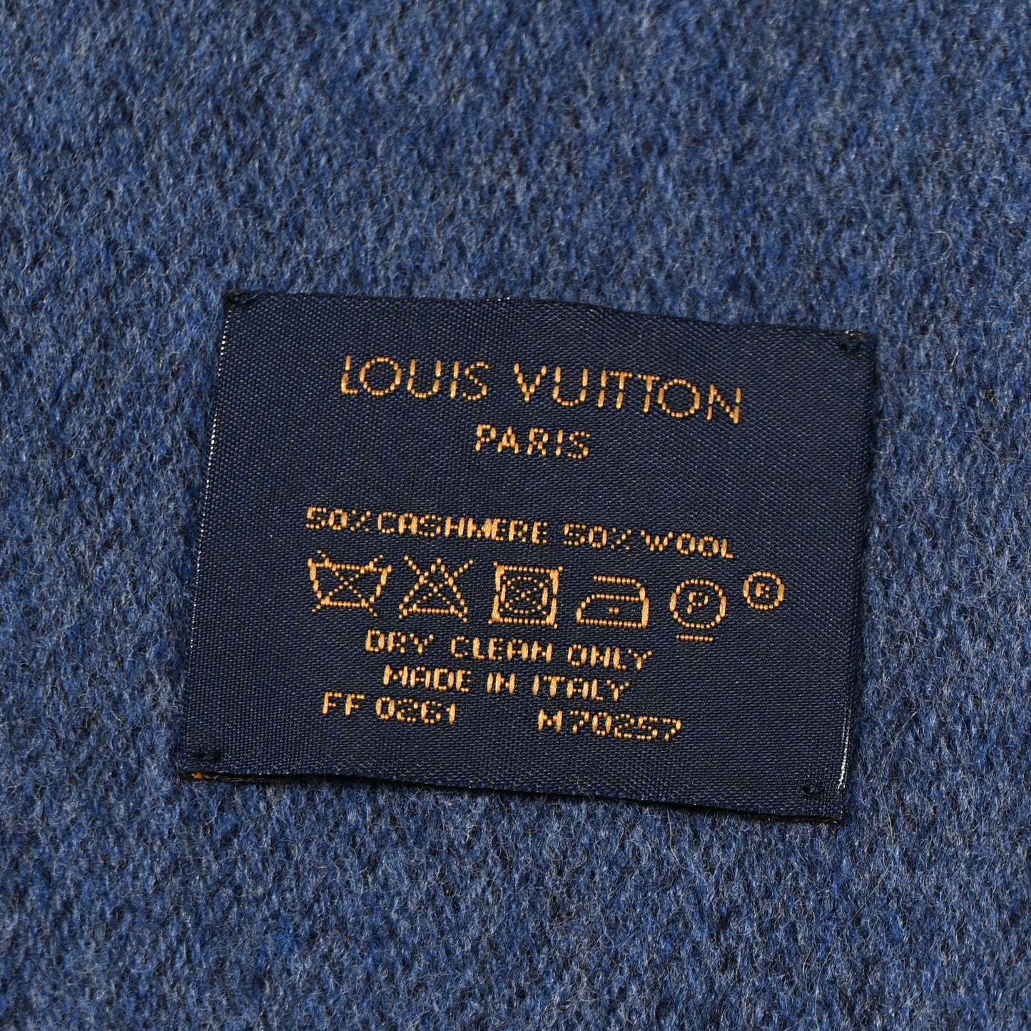 Cashmere Wool Monogram Gradient Scarf Navy