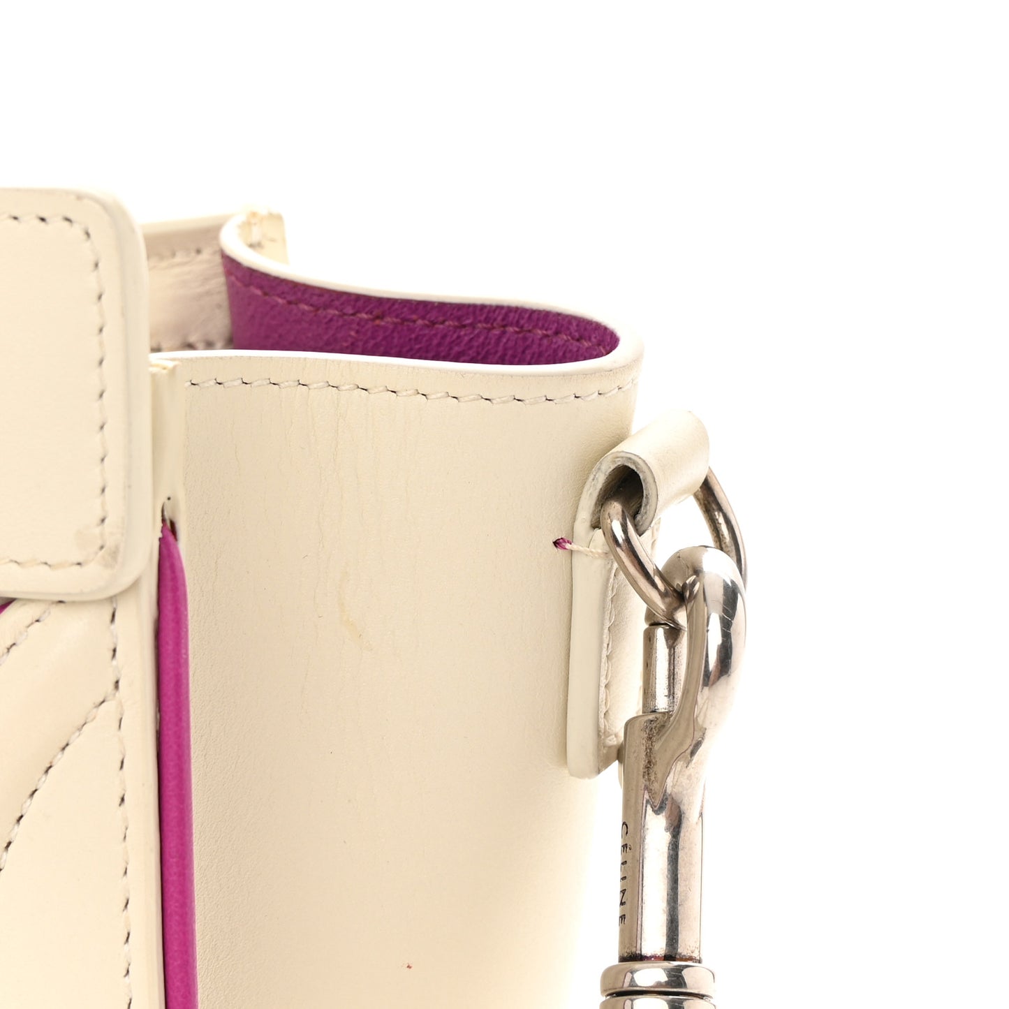 Smooth Calfskin Nano Luggage White Magenta