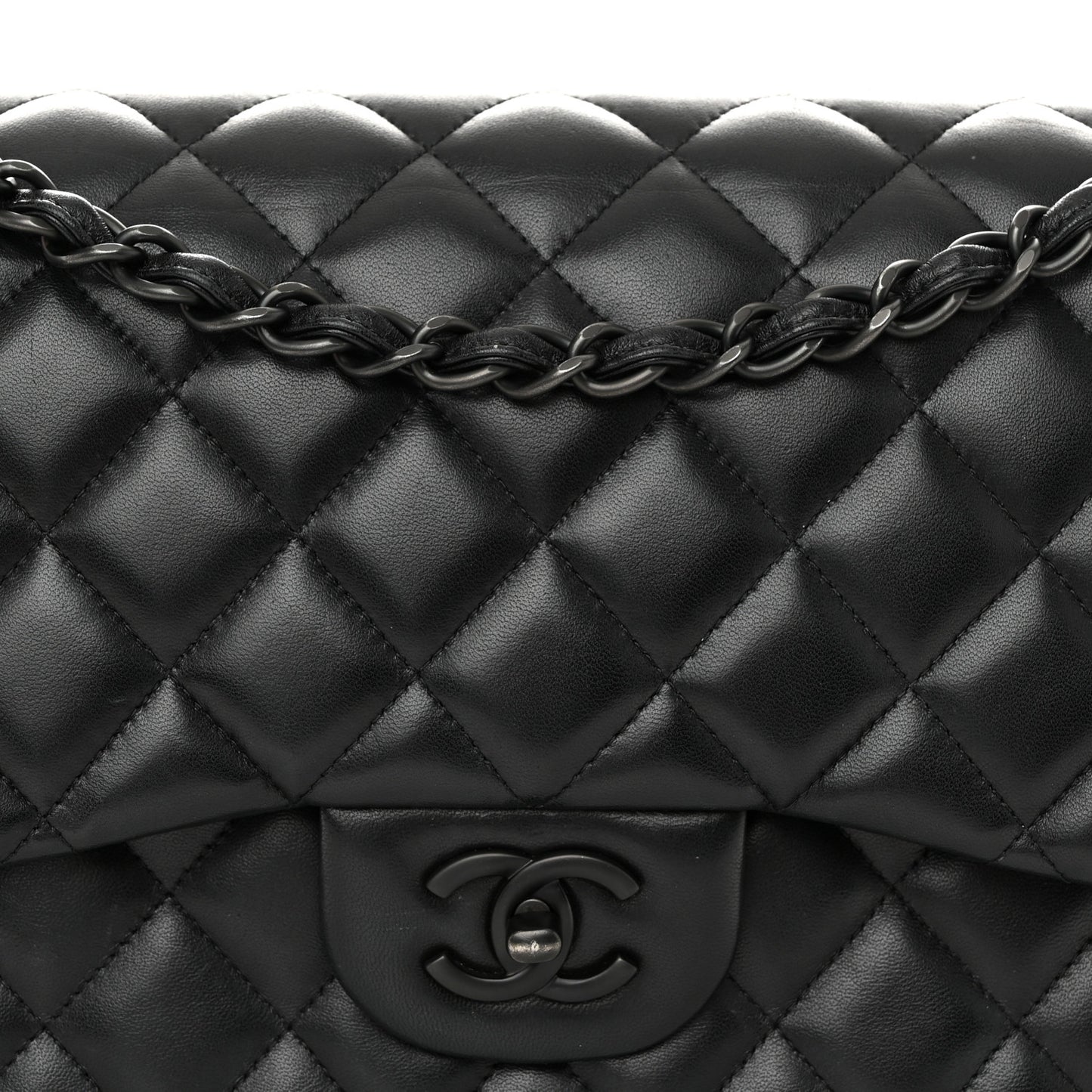 Lambskin Quilted Jumbo Double Flap So Black