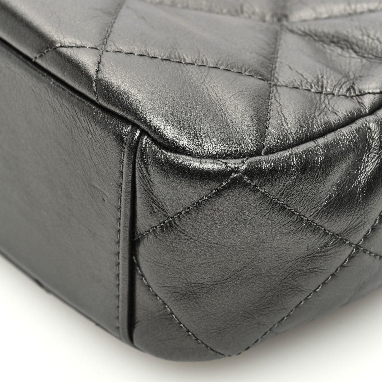 Metallic Calfskin Pearl Quilted CC Mini Camera Case Ruthenium