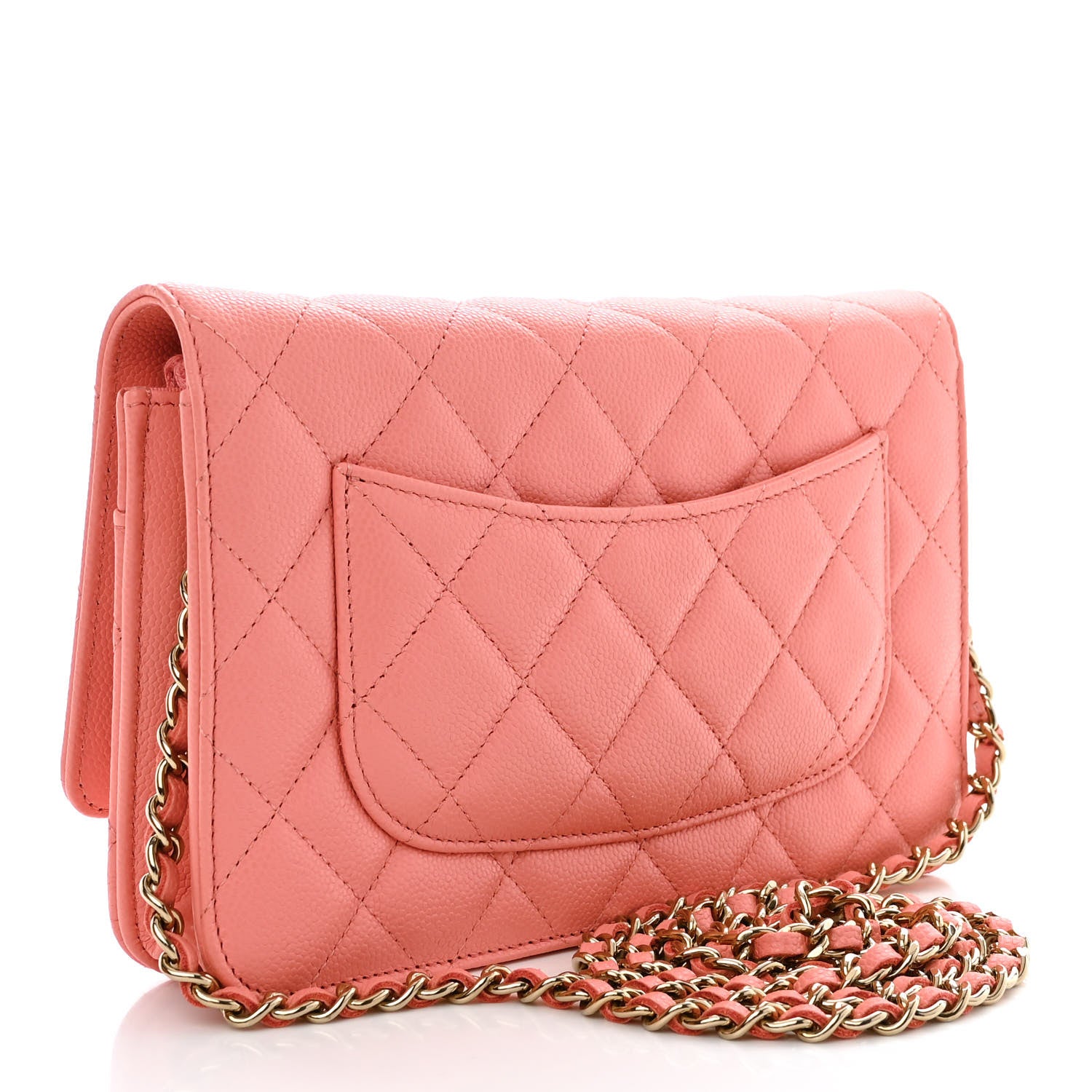 Chanel Caviar Quilted Wallet on Chain WOC Coral Pink 3 of 12
