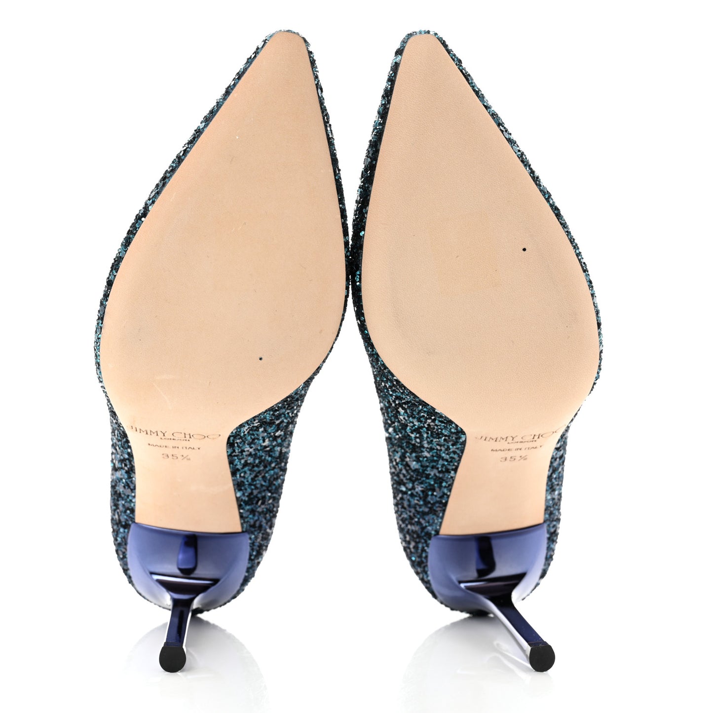 Coarse Glitter Degrade Pointy Toe Romy 100 Pumps 35.5 Peacock Navy