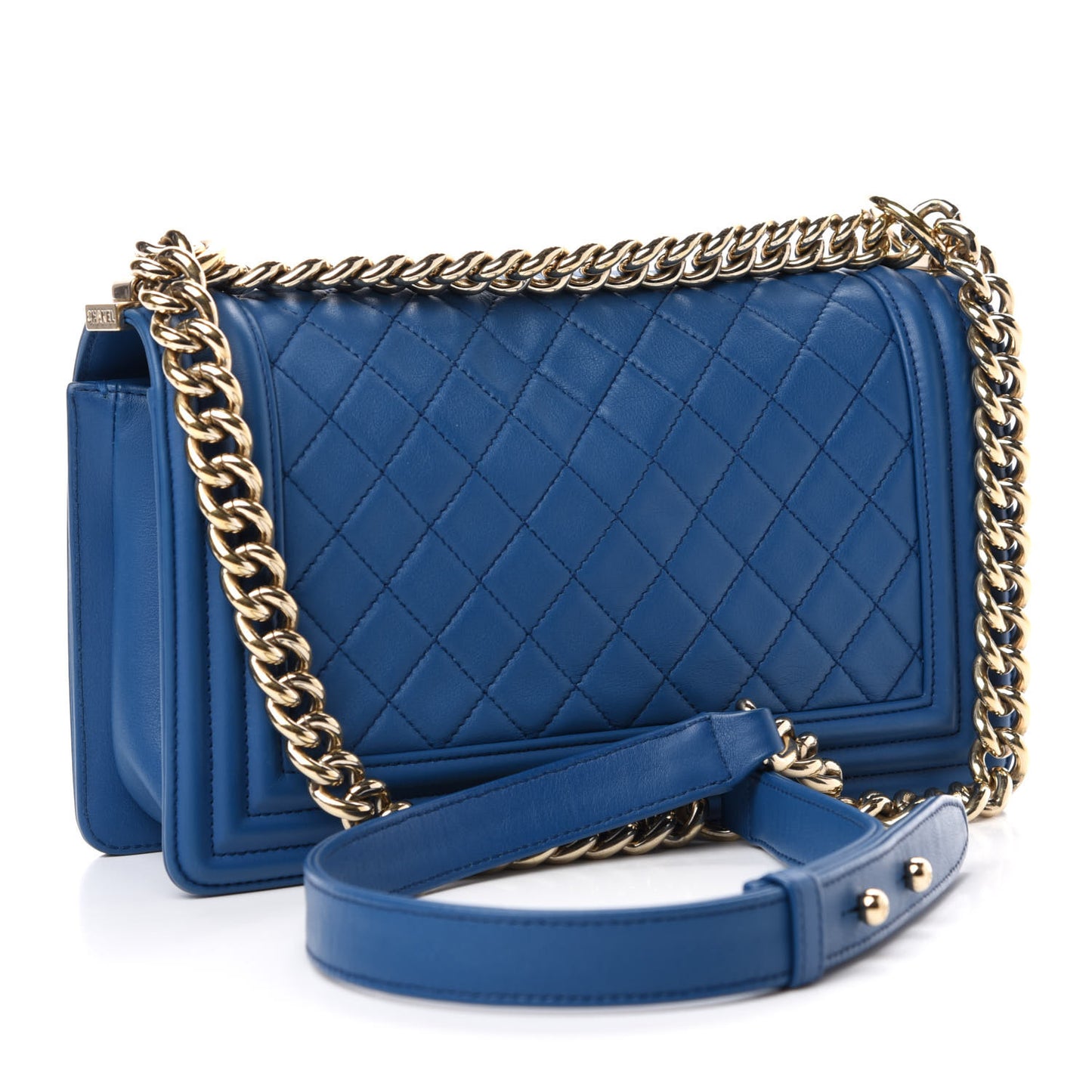 Calfskin Quilted Medium Boy Flap Blue