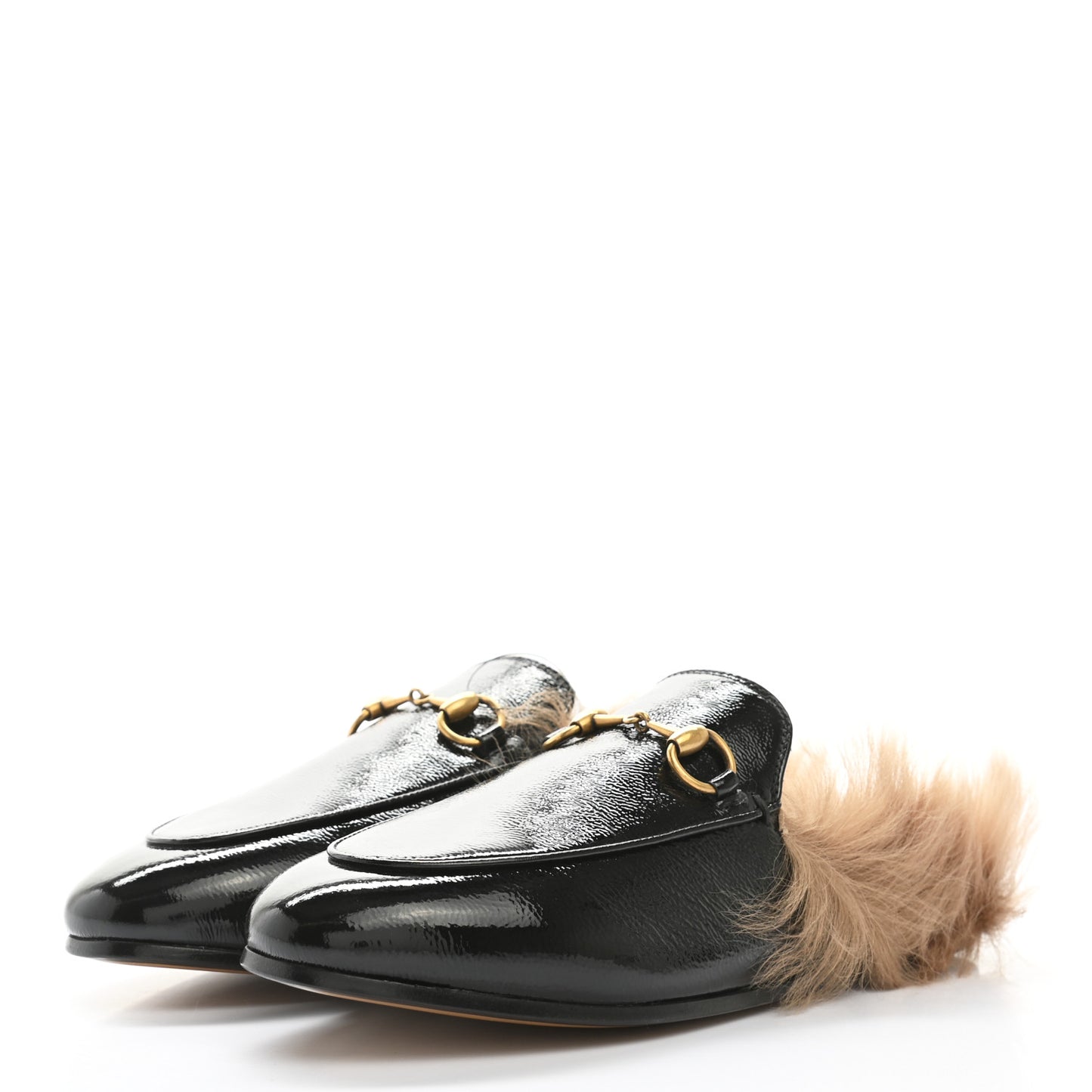 Calfskin Fur Womens Princetown Slippers 35 Black
