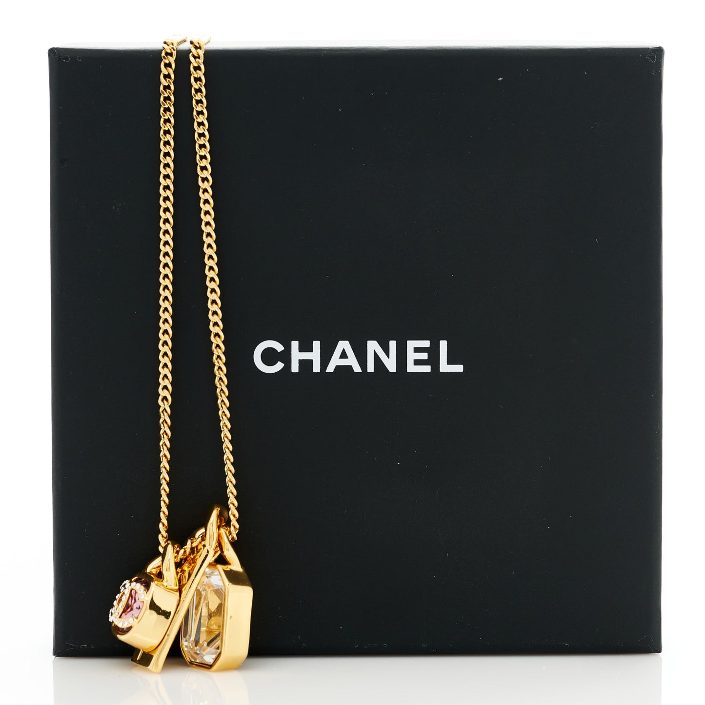Metal Crystal Charm Necklace Purple Gold
