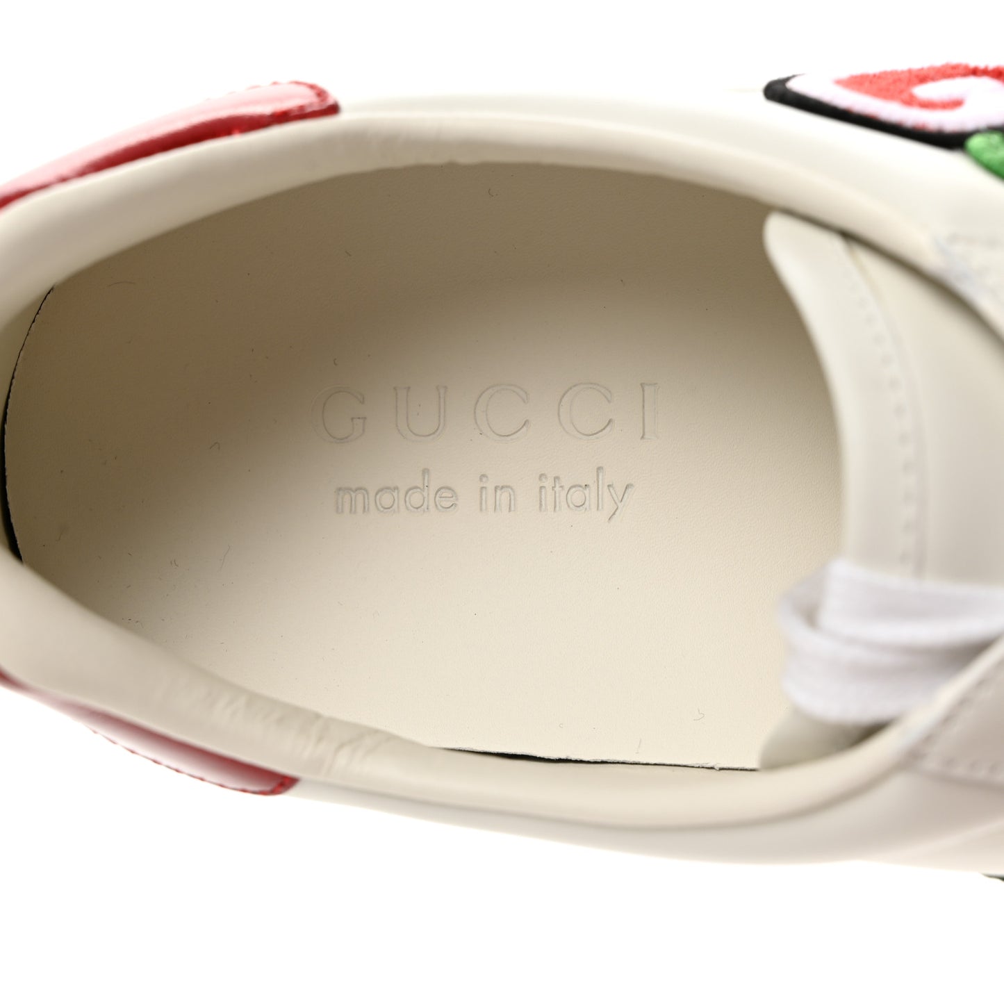 Calfskin Web Apple Embroidered Mens Ace Sneakers 8 White