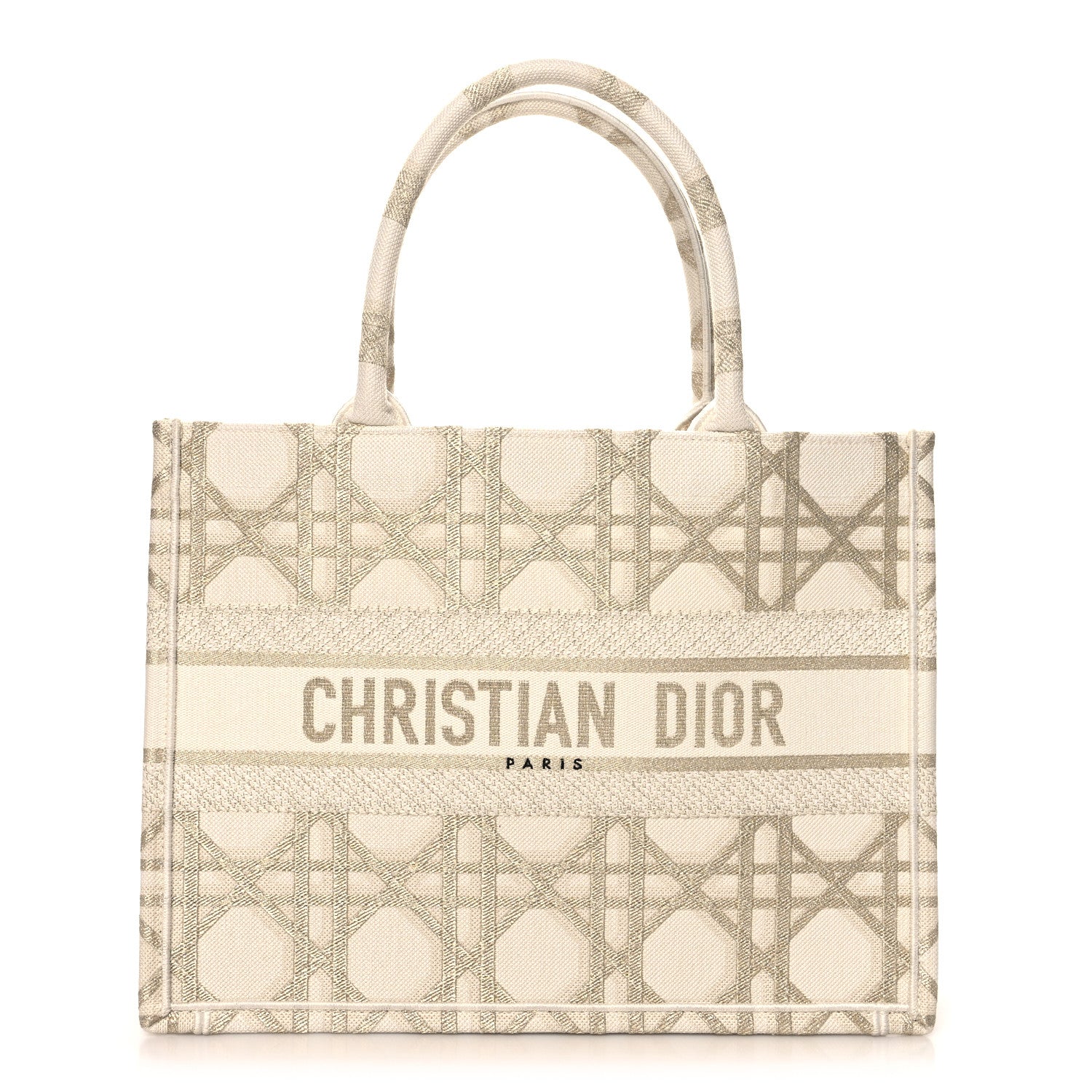 Christian Dior Canvas Embroidered Medium Book Tote Gold Multicolor 1 of 10