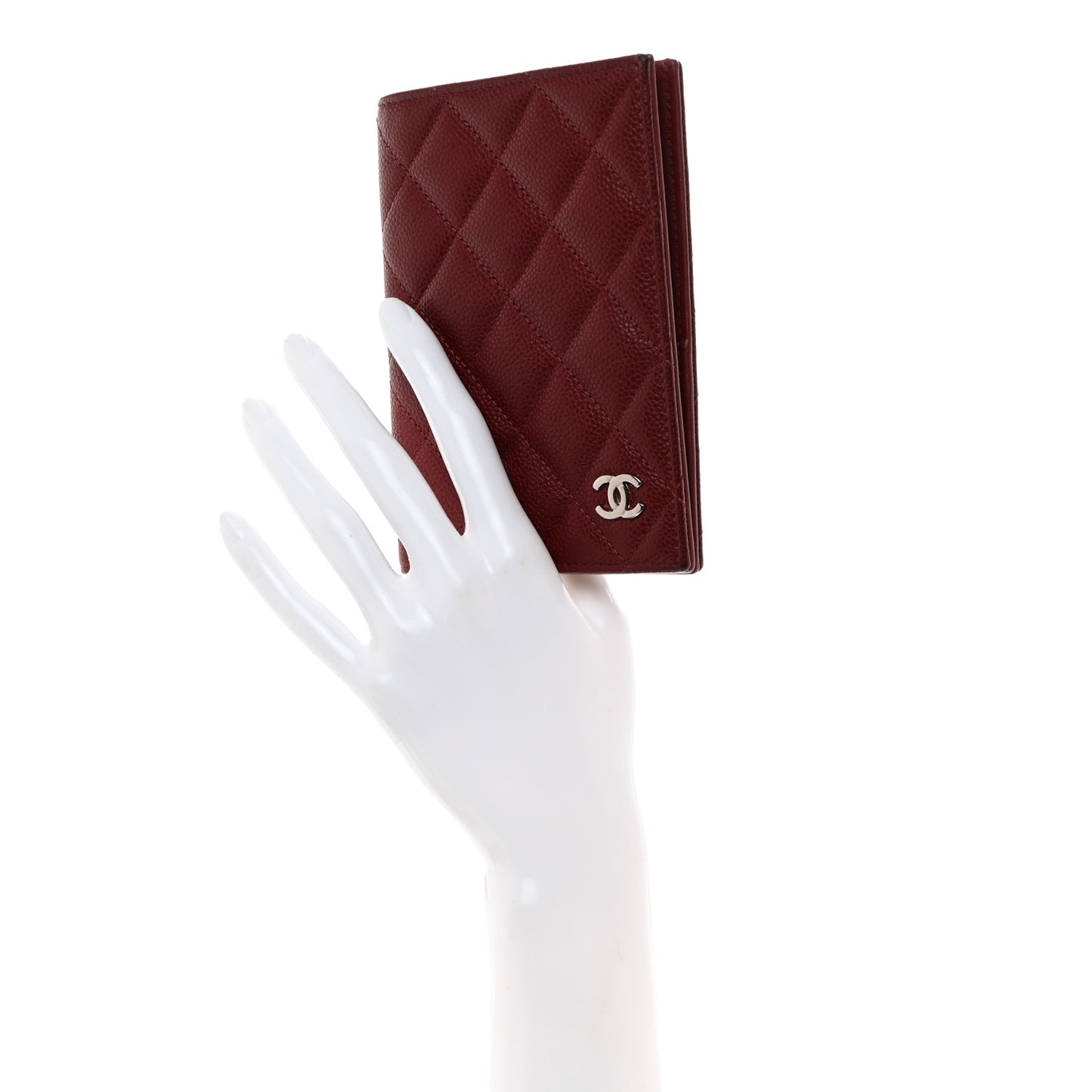 Caviar Quilted Passport Holder Burgundy
