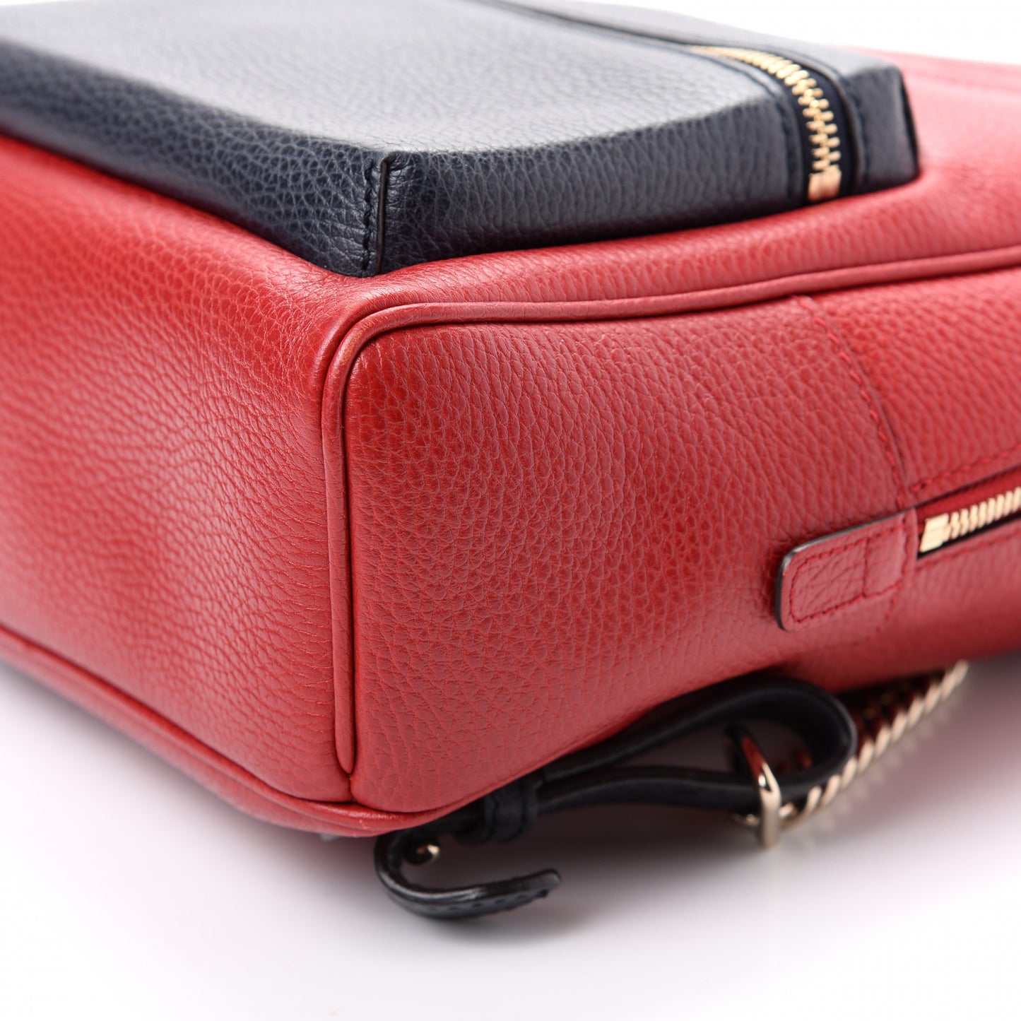 Pebbled Calfskin Bi-Color Soho Chain Backpack Red Navy