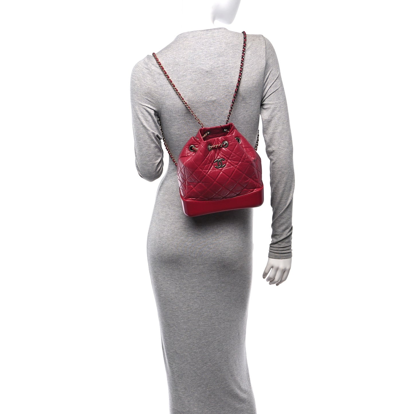 Aged Calfskin Quilted Small Gabrielle Backpack Dark Pink