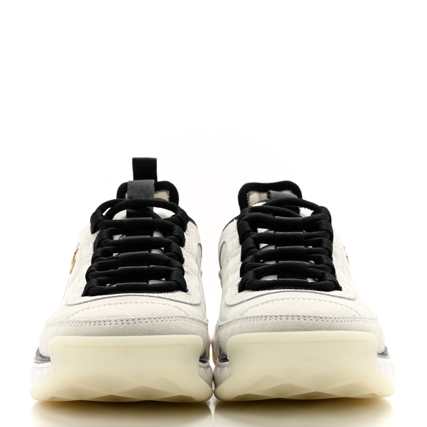 Suede Calfskin Nylon Grosgrain CC Sneakers 37.5 White