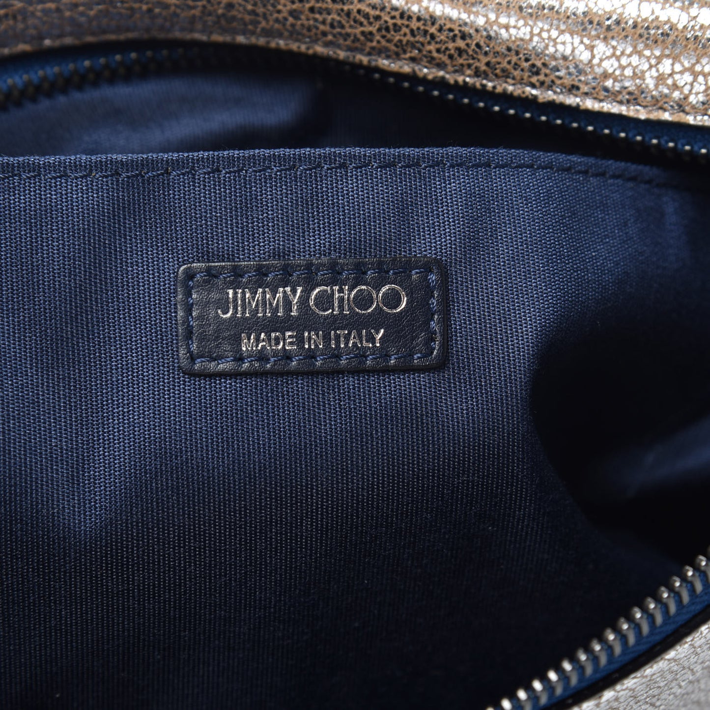 Shimmer Calfskin Zena Clutch Silver