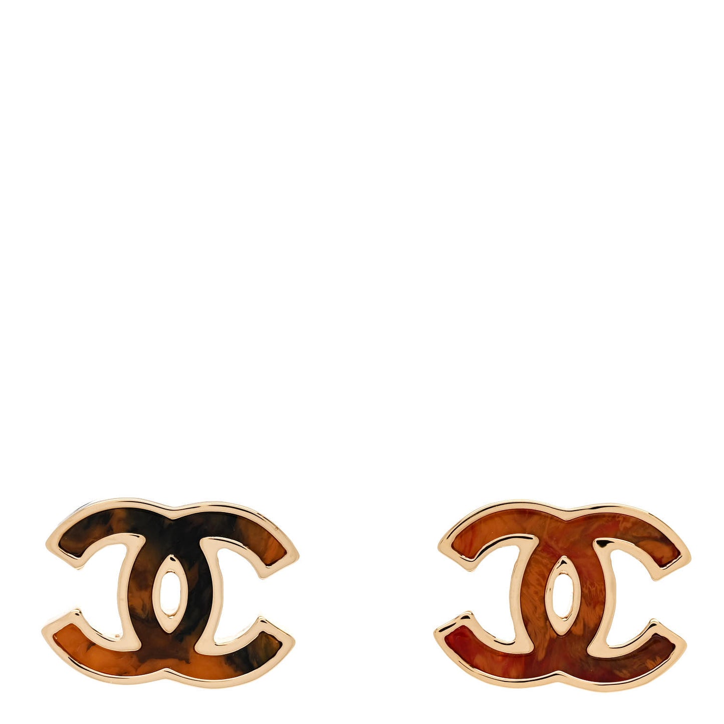 Metal Enamel CC Earrings Orange Multicolor