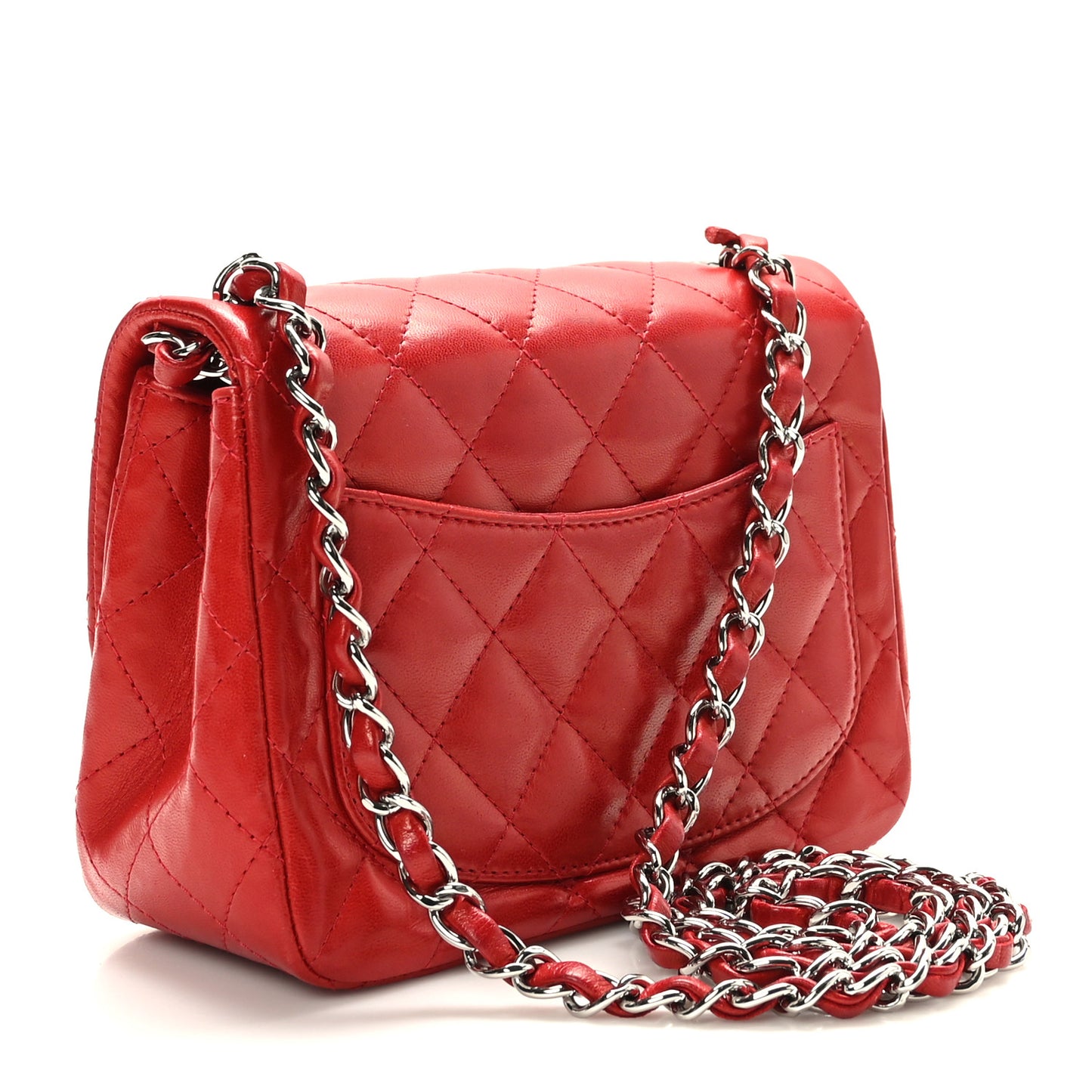 Lambskin Quilted Mini Square Flap Red
