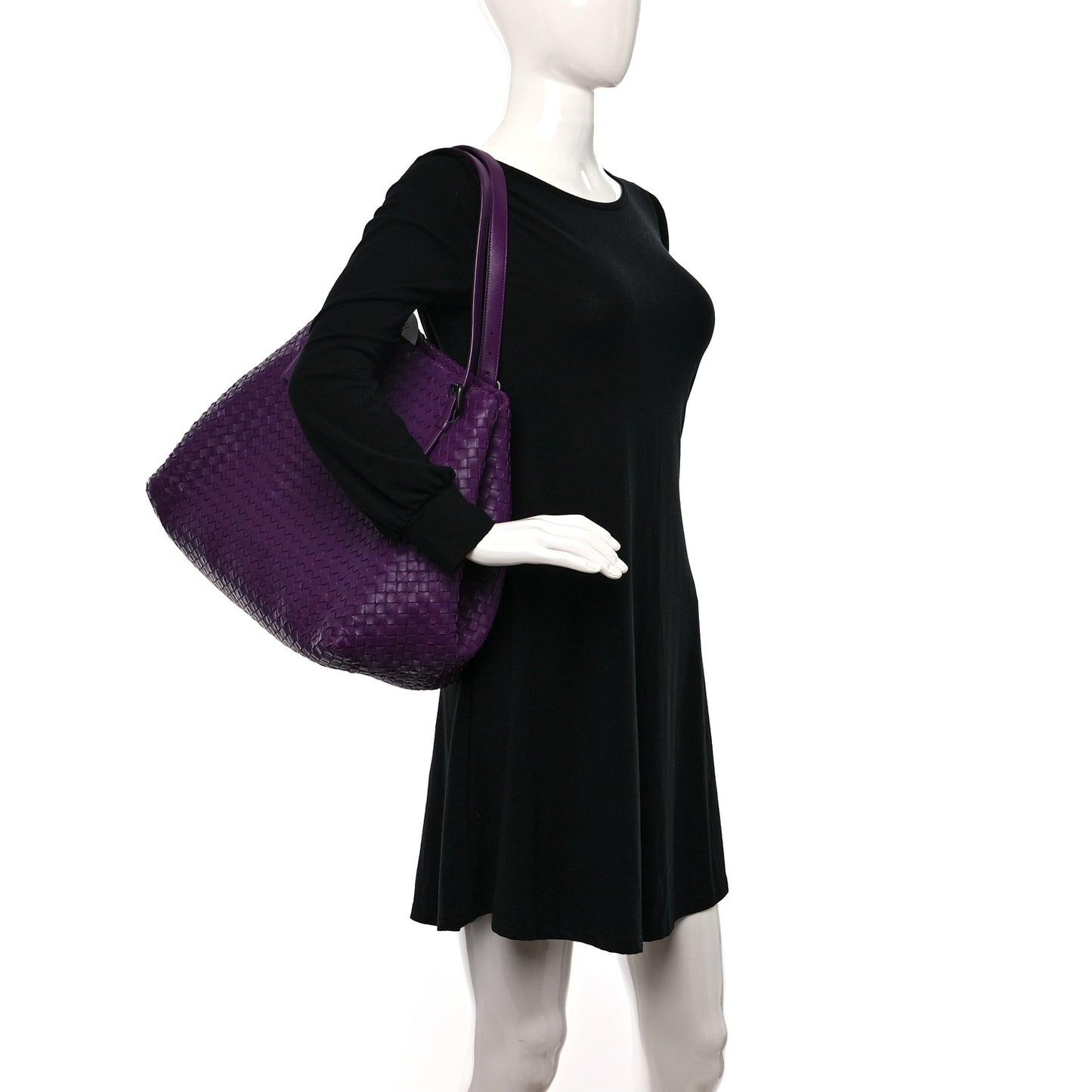 Nappa Intrecciato Large Cesta Tote Eggplant