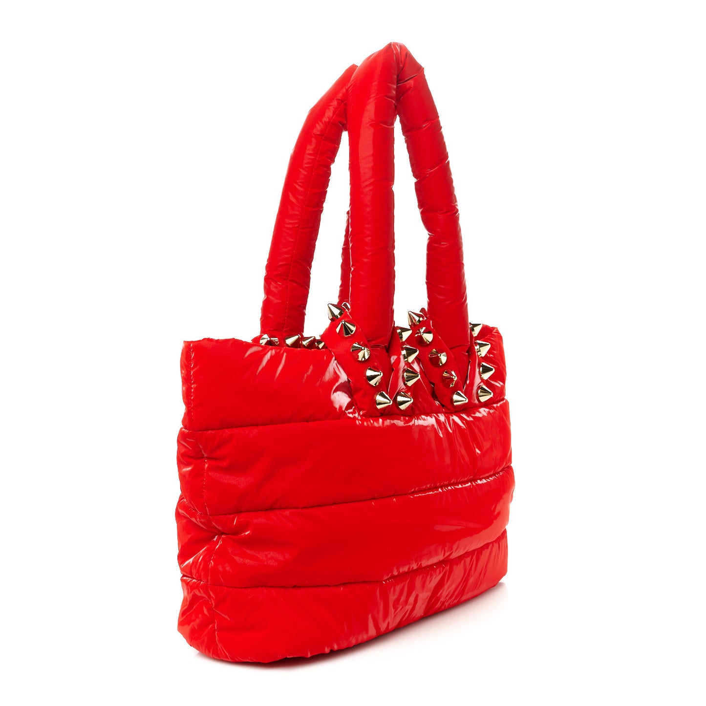 Nylon Padded Gloss Large Cabamoon Tote Red
