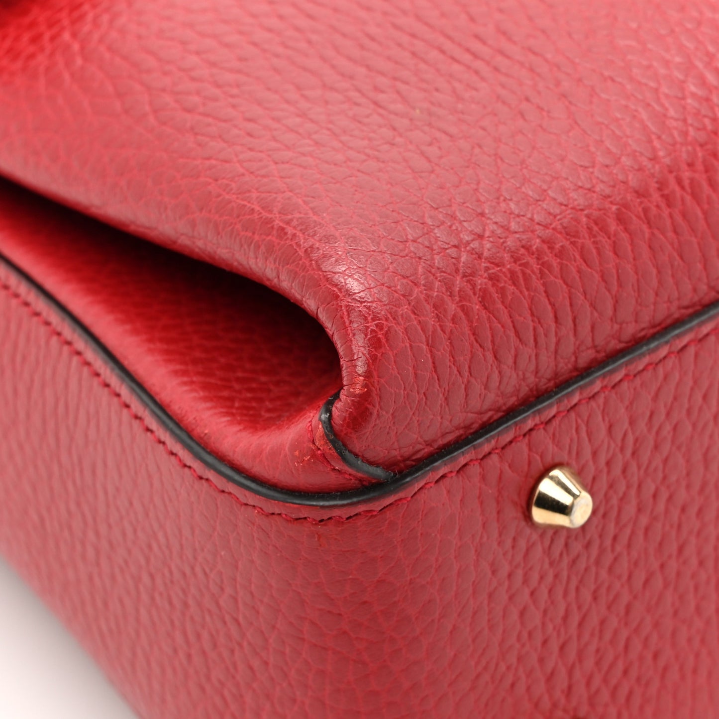 Dollar Calfskin Interlocking G Top Handle Shoulder Bag Red